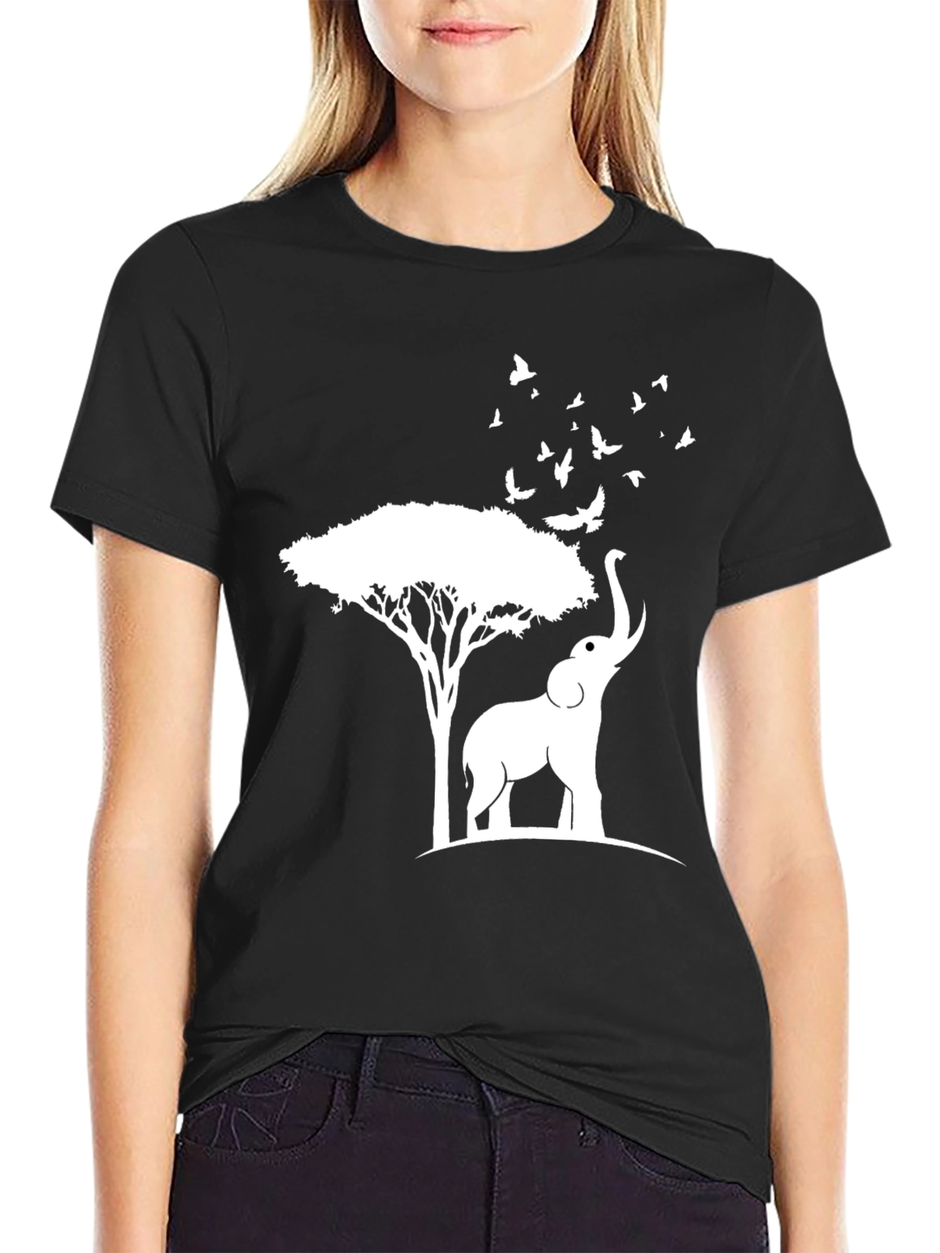 Elephant and Tree Graphic Tee - Nature Inspired Design