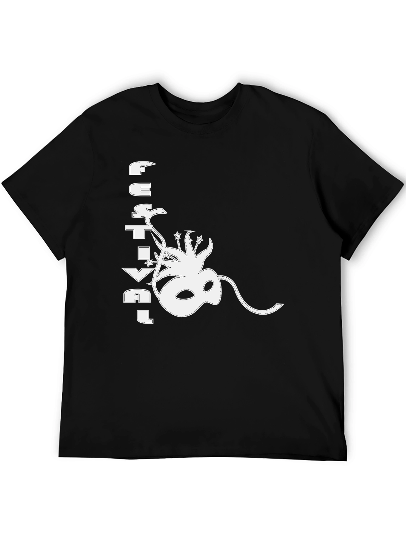 Festival Mask Graphic Black T-Shirt