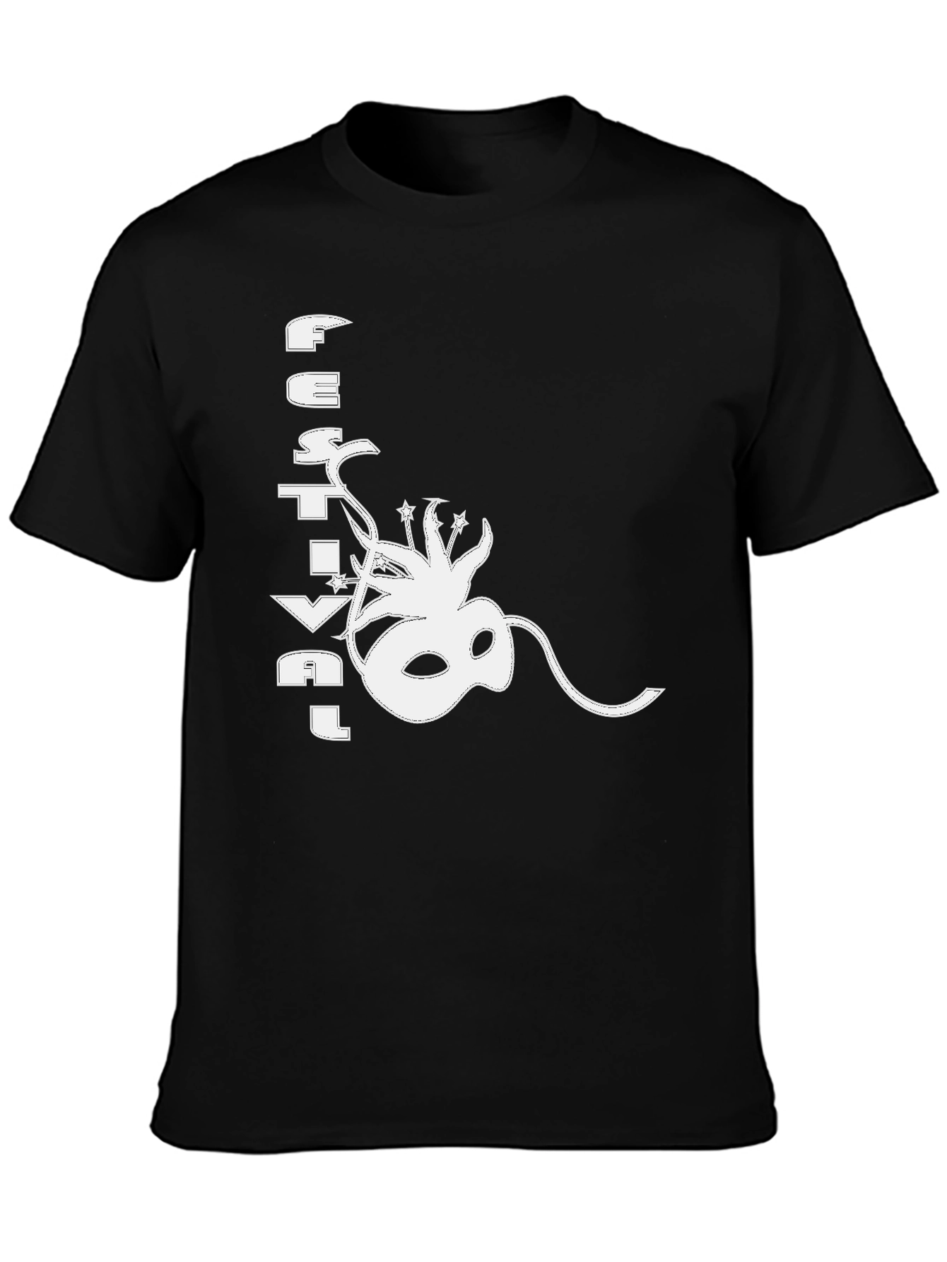 Festival Mask Graphic Black T-Shirt