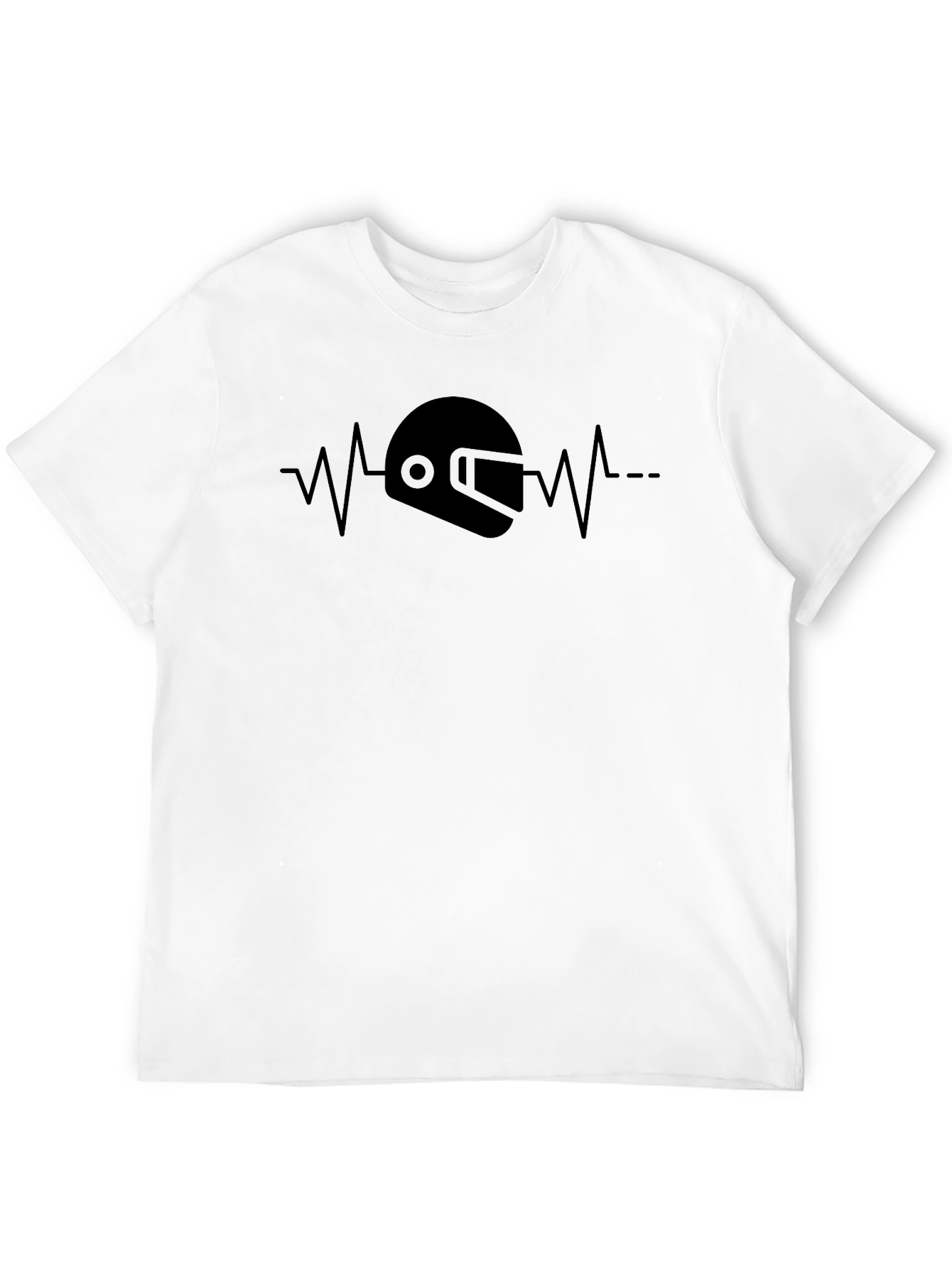 Motorcycle Helmet Heartbeat Graphic Tee - Black