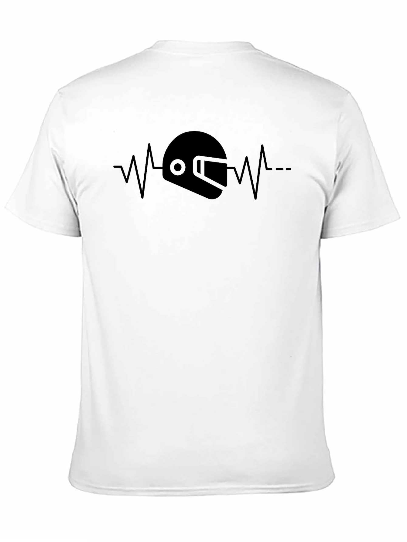 Motorcycle Helmet Heartbeat Graphic Tee - Black