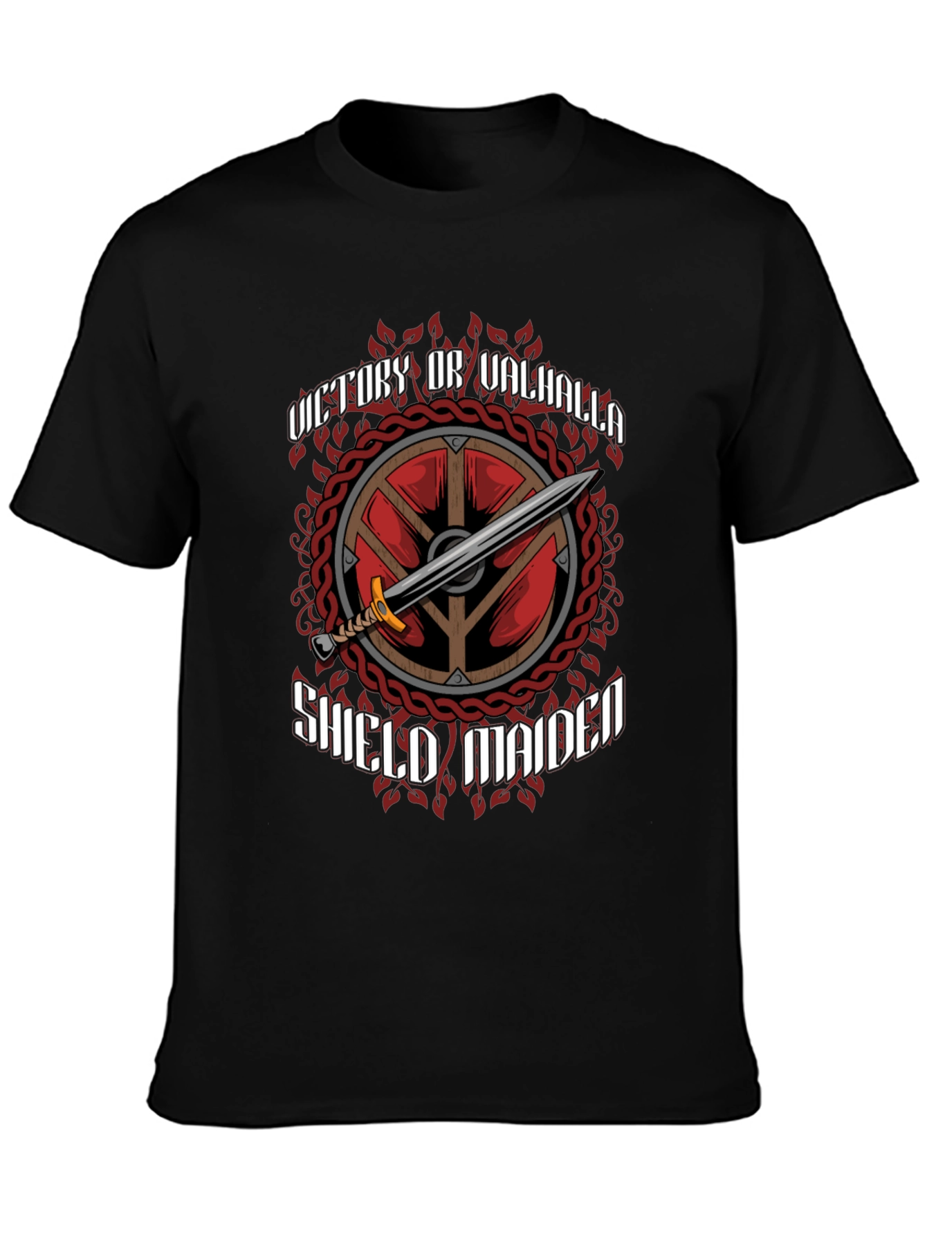 Victory or Valhalla Shield Maiden Viking T-Shirt