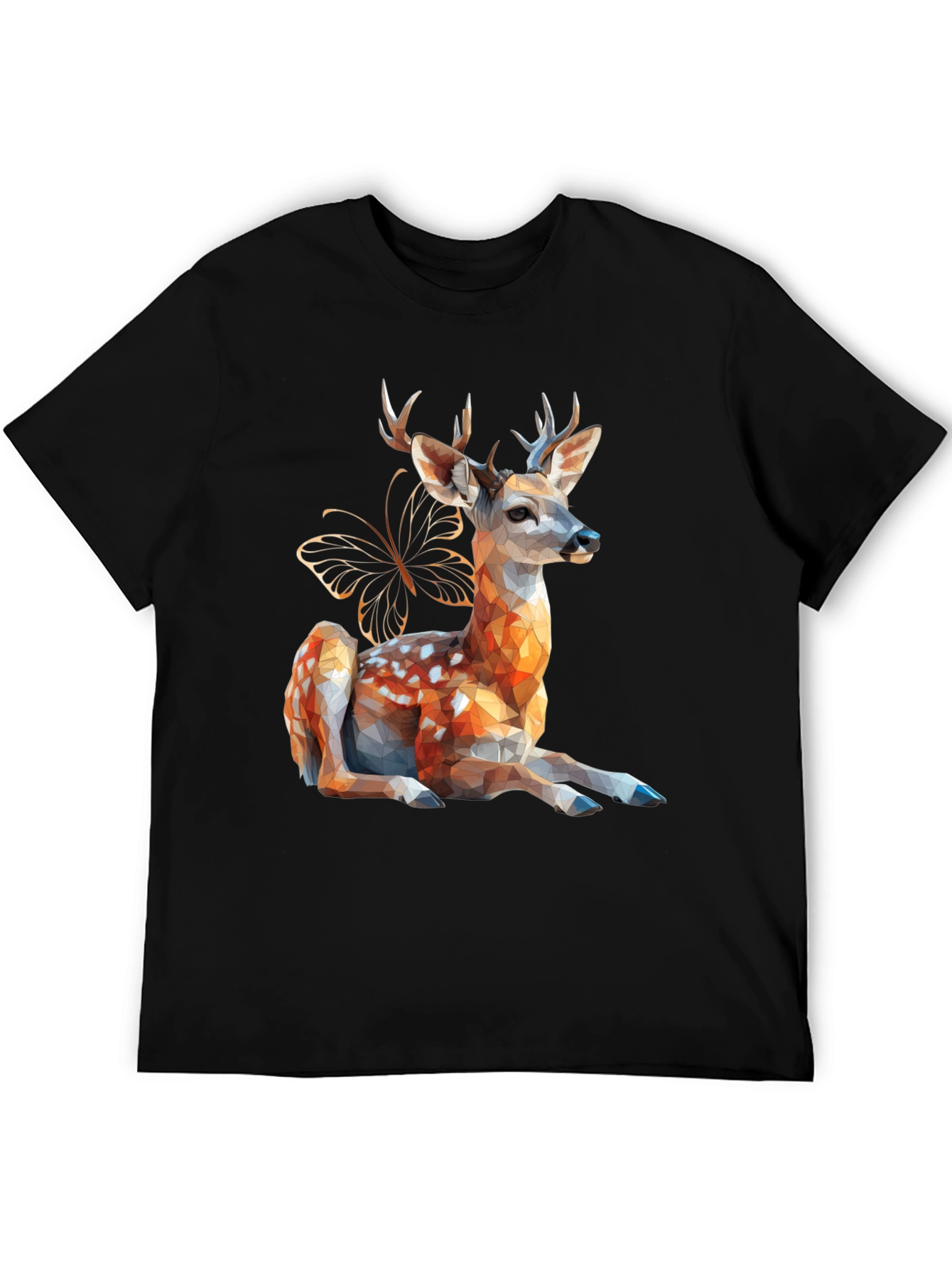Geometric Deer & Butterfly Graphic Tee