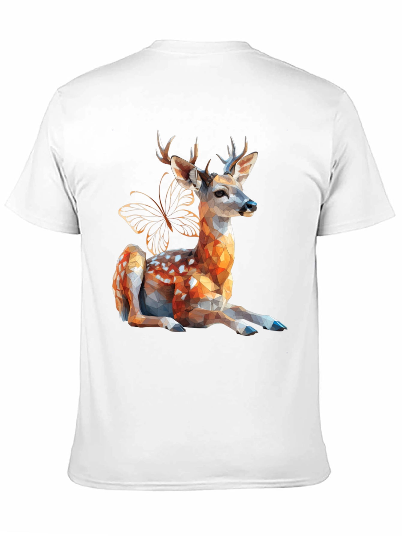 Geometric Deer & Butterfly Graphic Tee