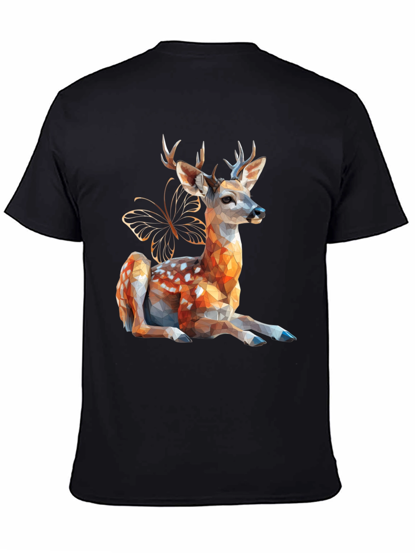 Geometric Deer & Butterfly Graphic Tee