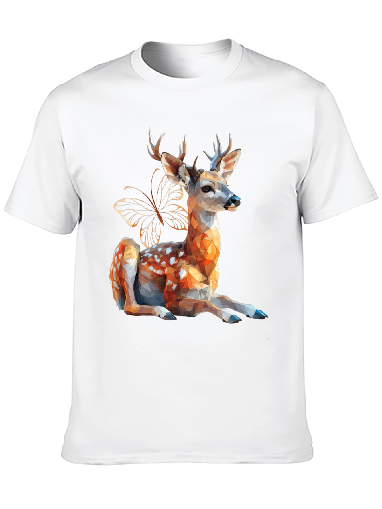 Geometric Deer & Butterfly Graphic Tee
