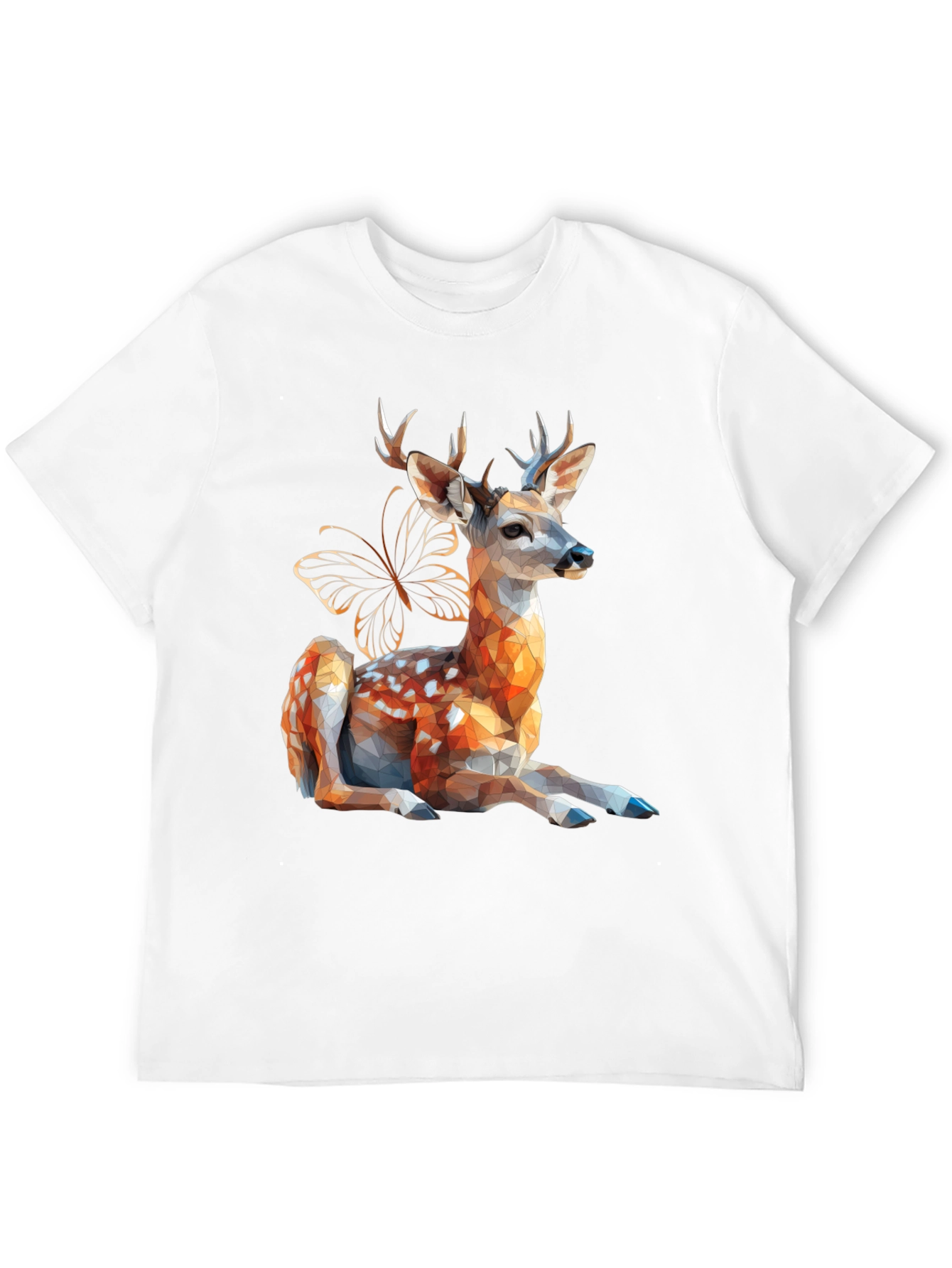 Geometric Deer & Butterfly Graphic Tee
