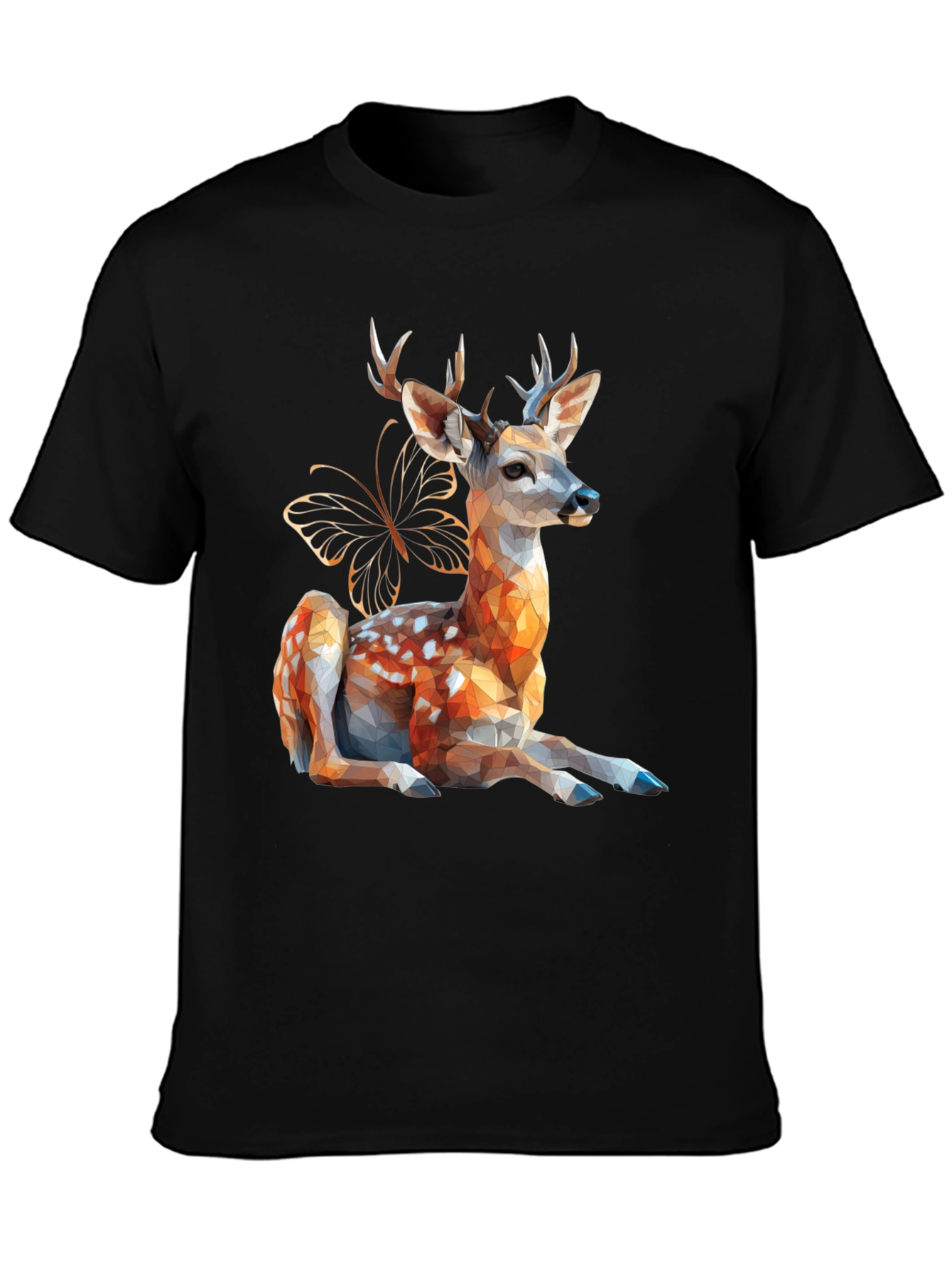 Geometric Deer & Butterfly Graphic Tee