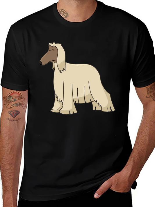Afghan Hound Cartoon Black T-Shirt