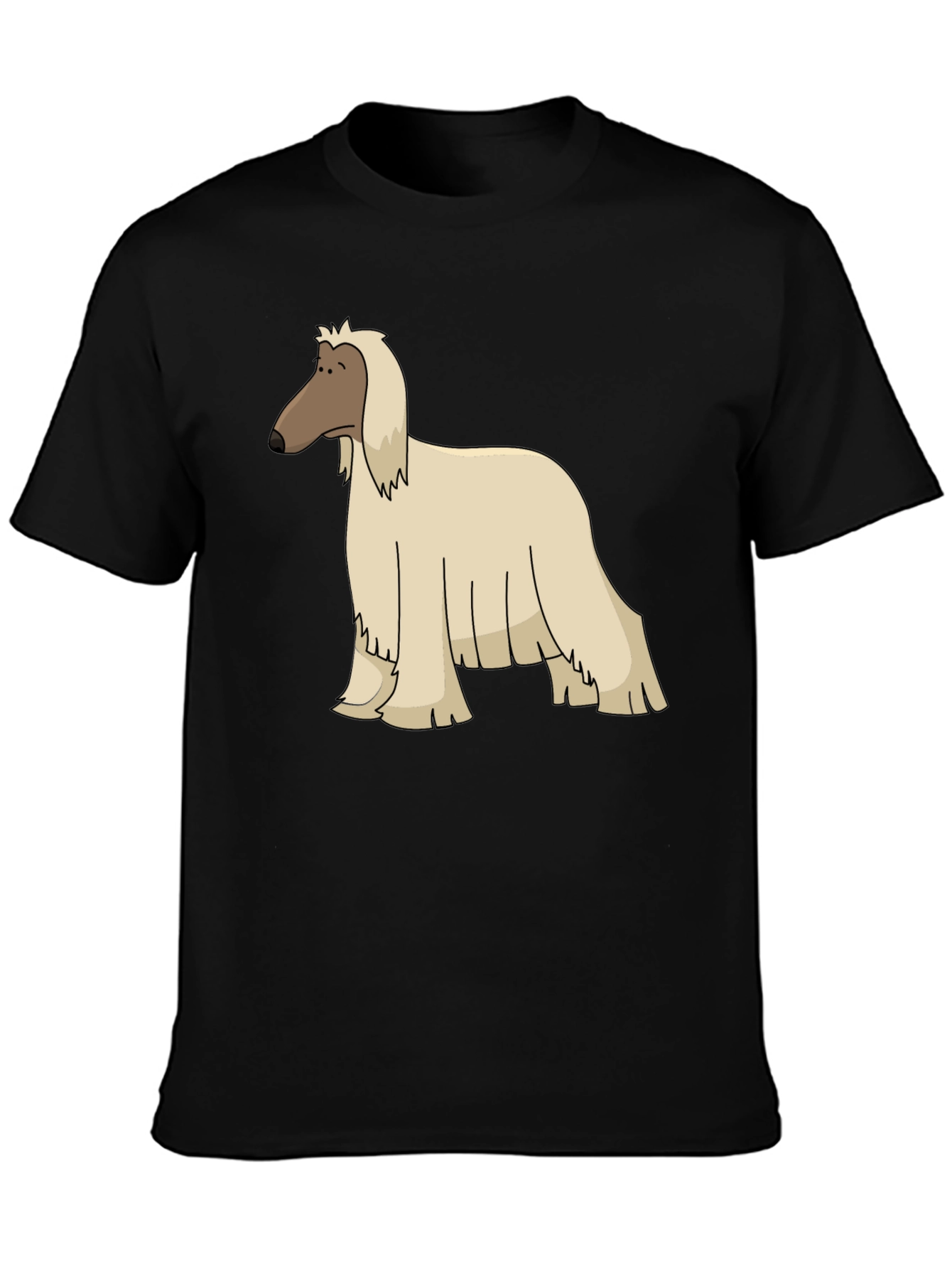 Afghan Hound Cartoon Black T-Shirt