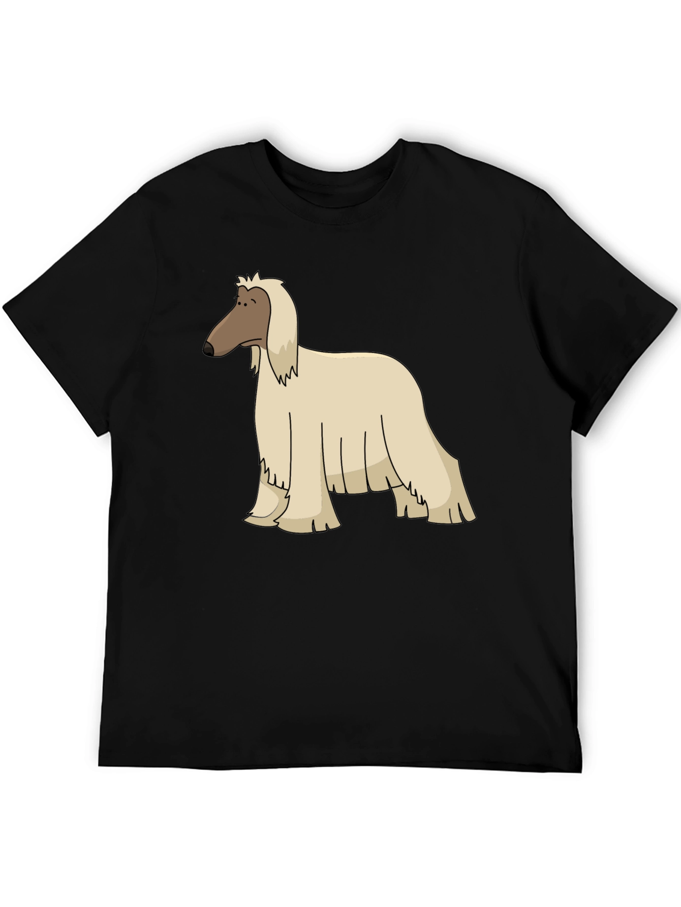 Afghan Hound Cartoon Black T-Shirt