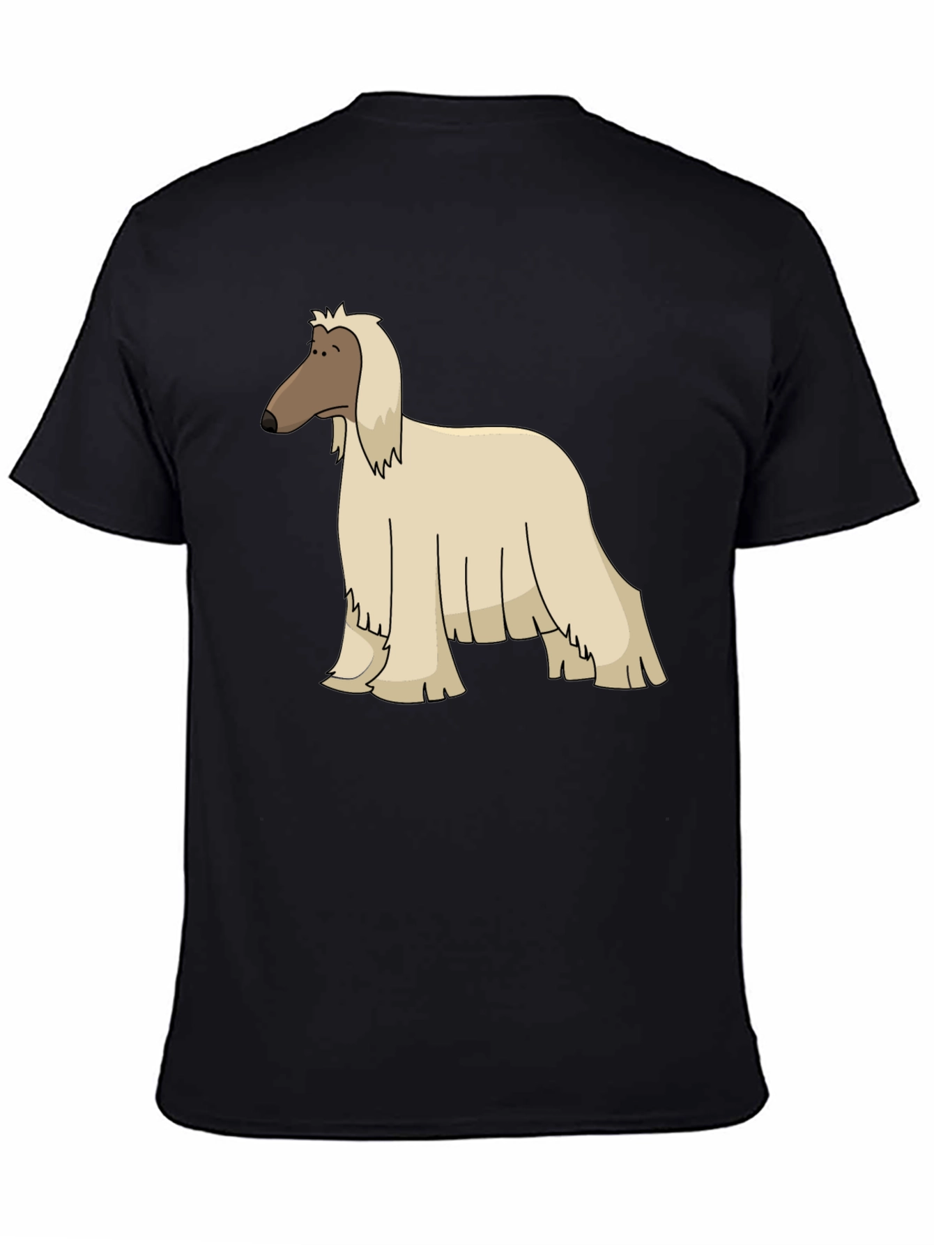 Afghan Hound Cartoon Black T-Shirt
