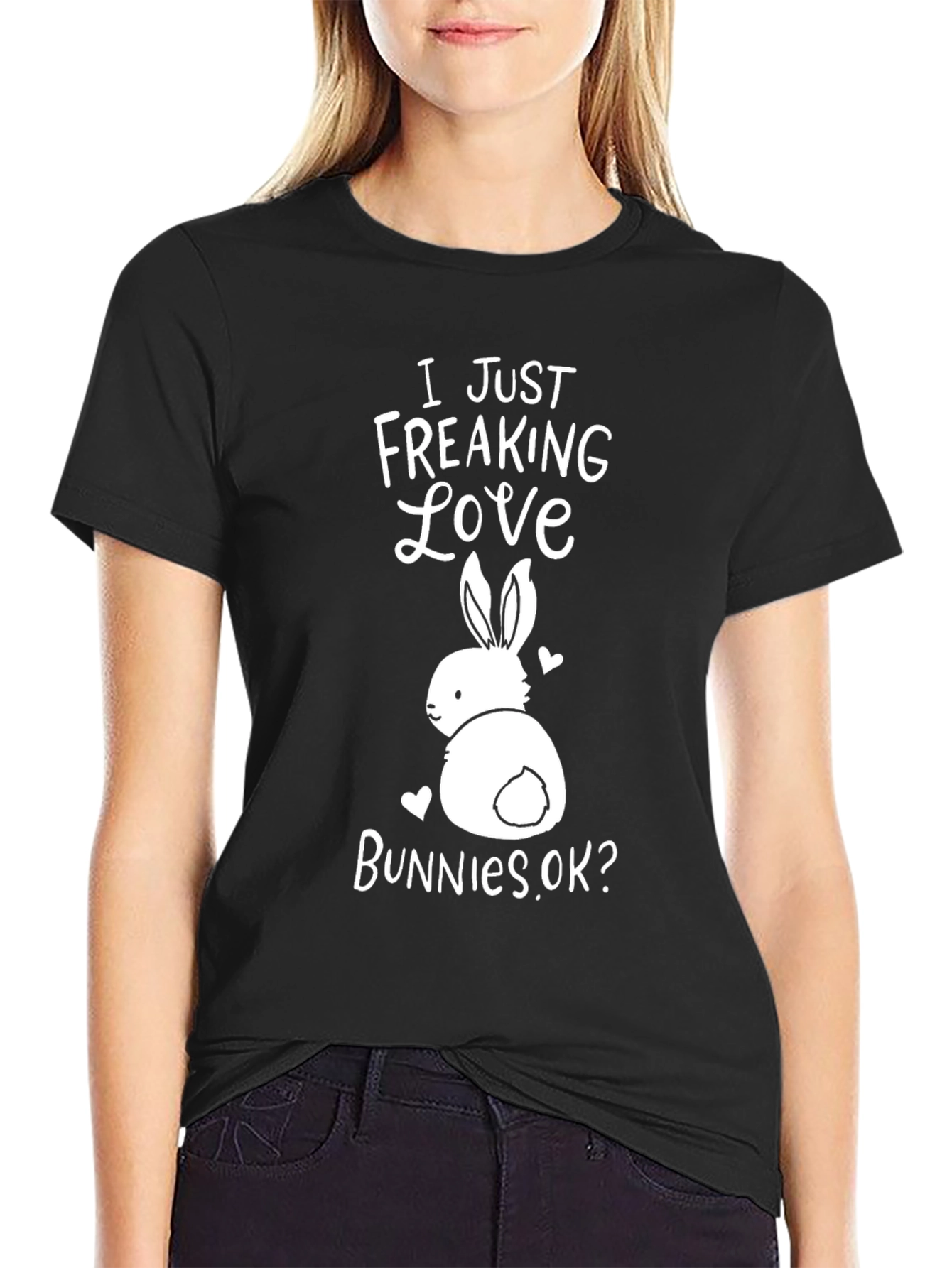 I Just Freaking Love Bunnies Black T-Shirt