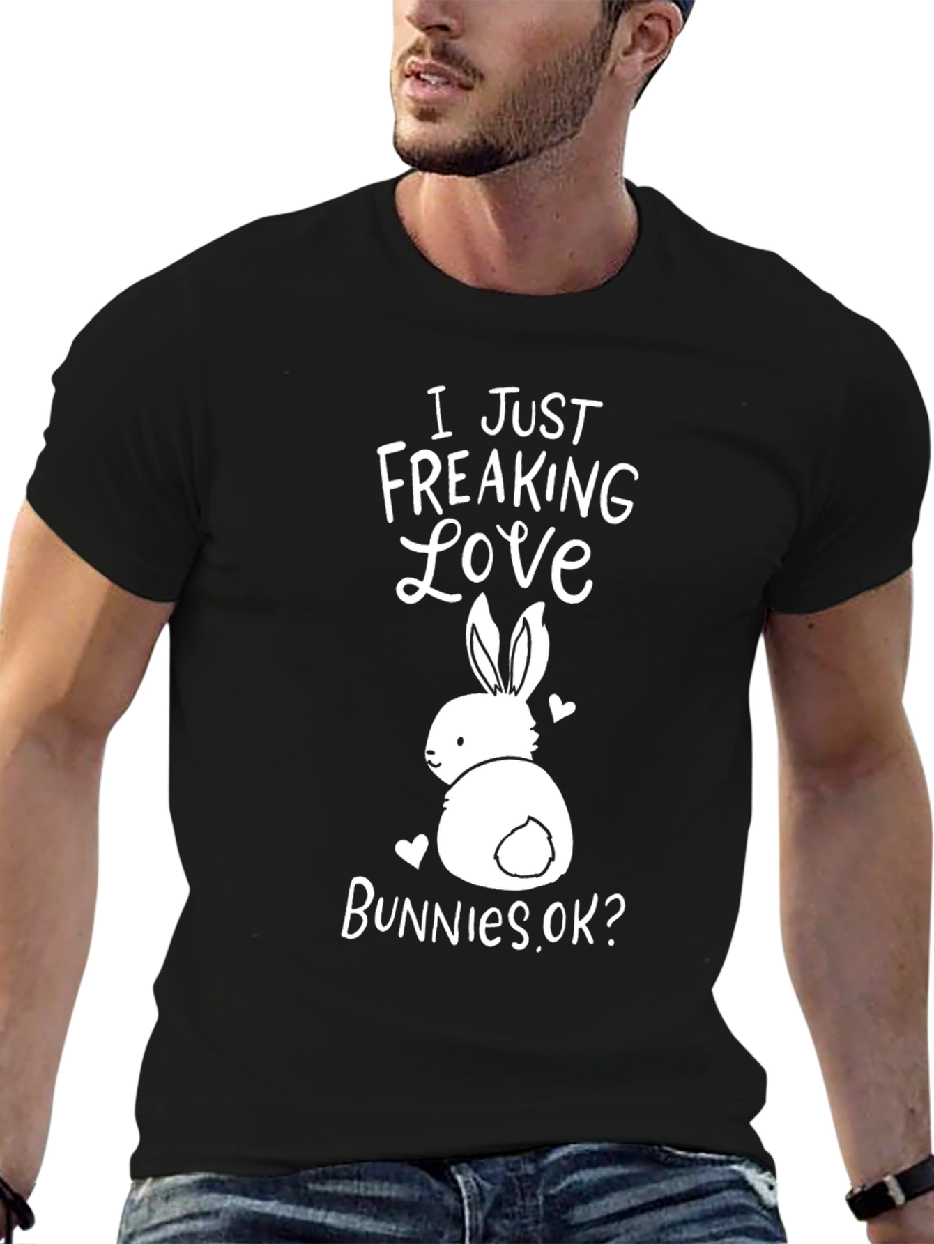 I Just Freaking Love Bunnies Black T-Shirt