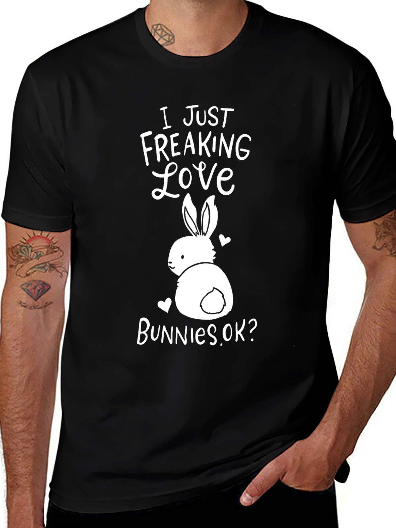 I Just Freaking Love Bunnies Black T-Shirt