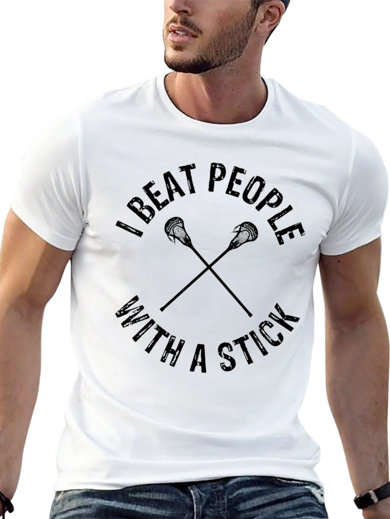 I Beat People With A Stick Lacrosse T-Shirt