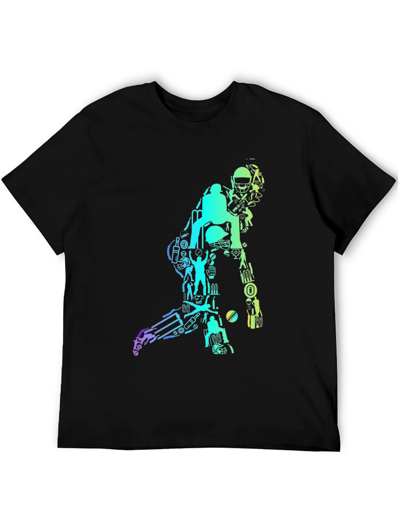 Cricket Silhouette Graphic T-Shirt - Black