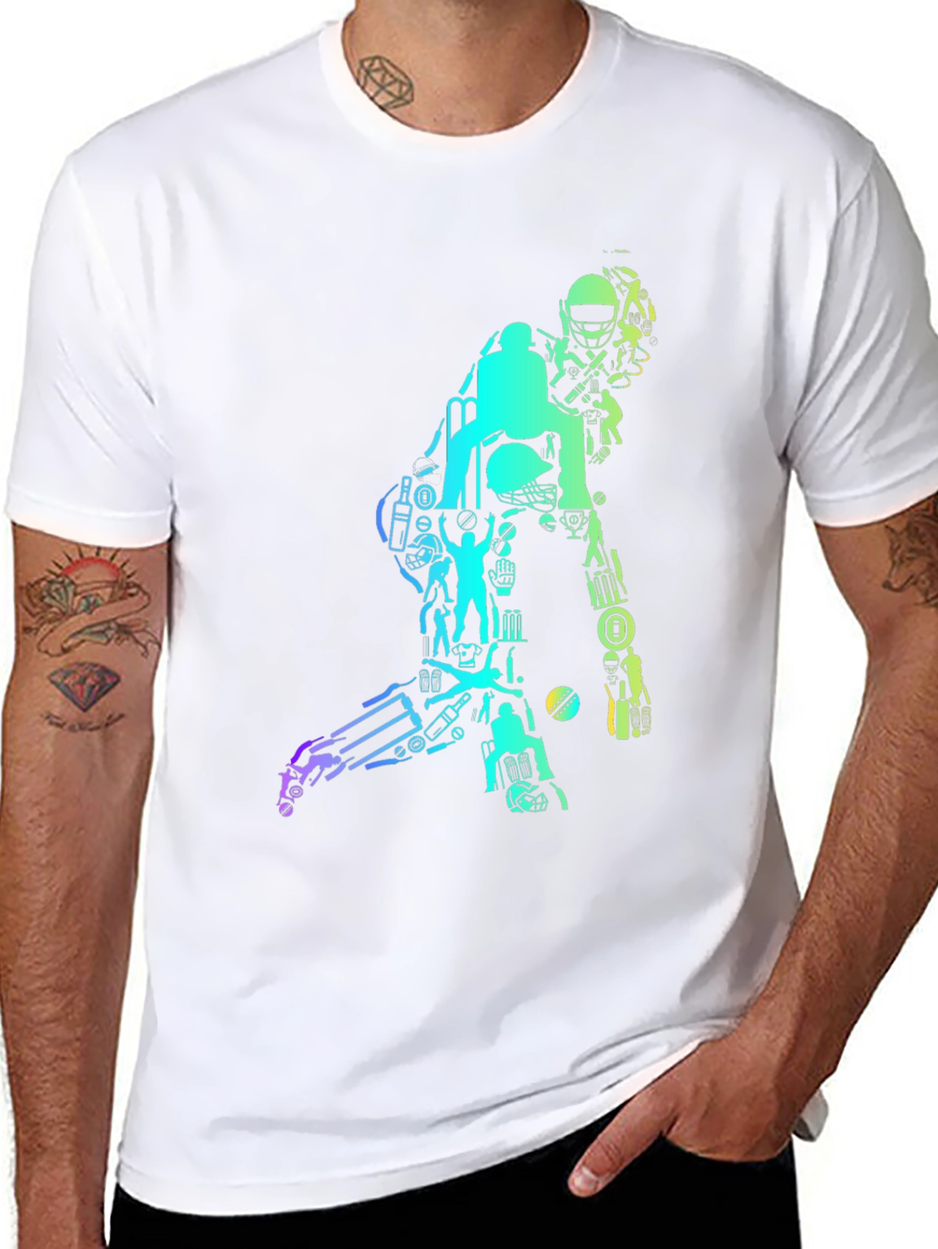 Cricket Silhouette Graphic T-Shirt - Black