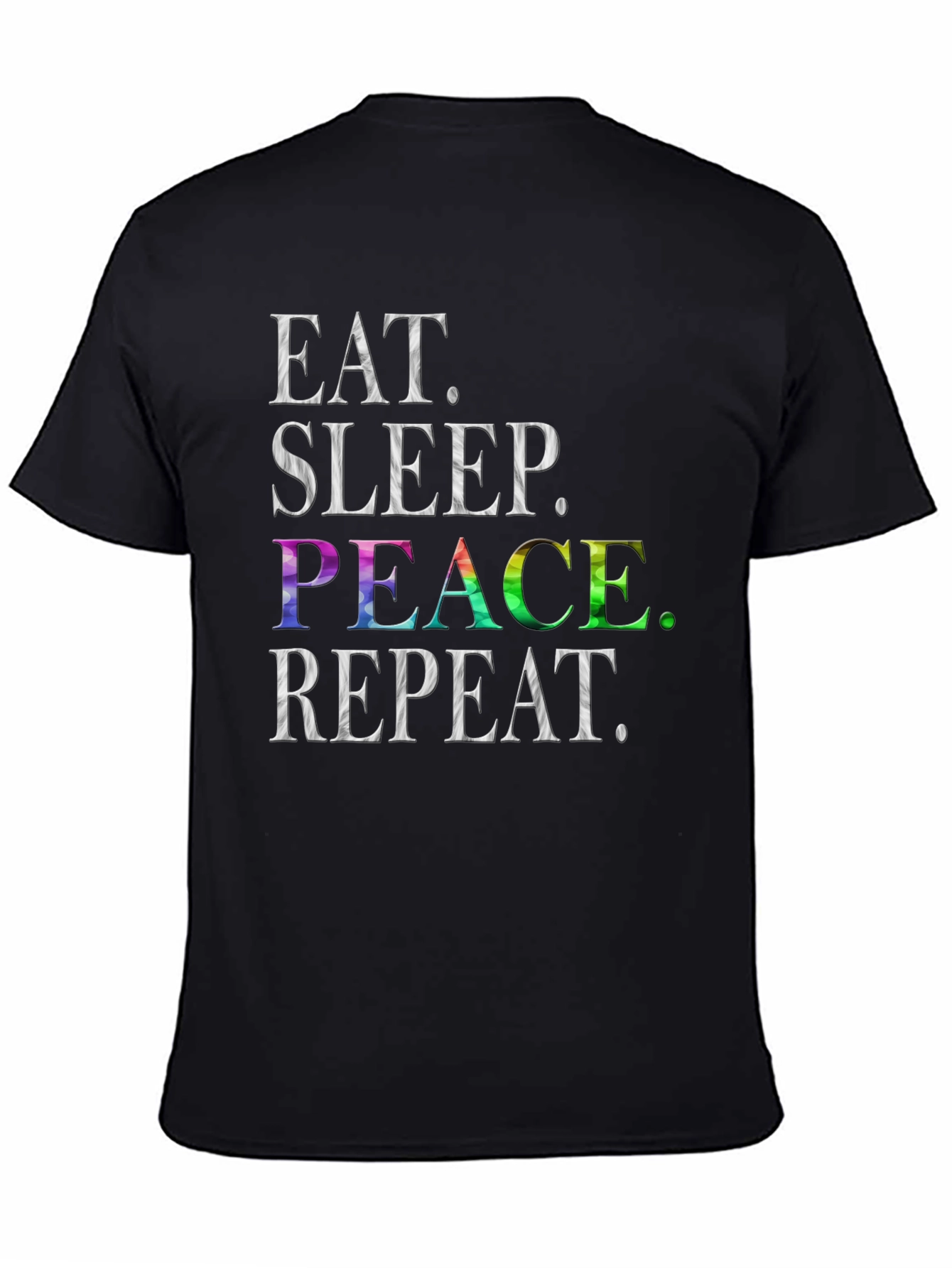 Eat Sleep Peace Repeat T-Shirt - Rainbow Graphic Tee