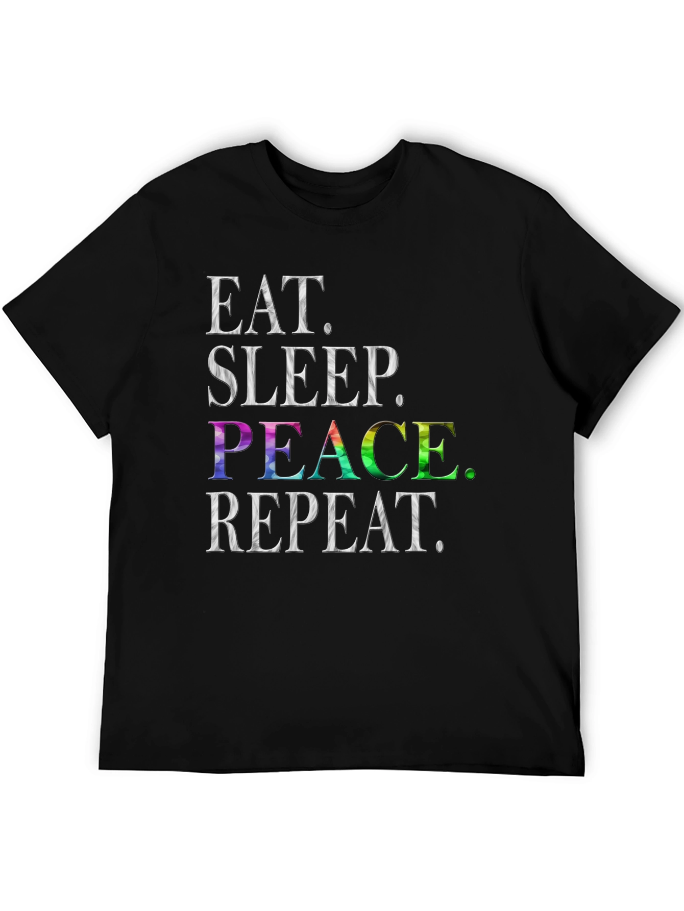 Eat Sleep Peace Repeat T-Shirt - Rainbow Graphic Tee