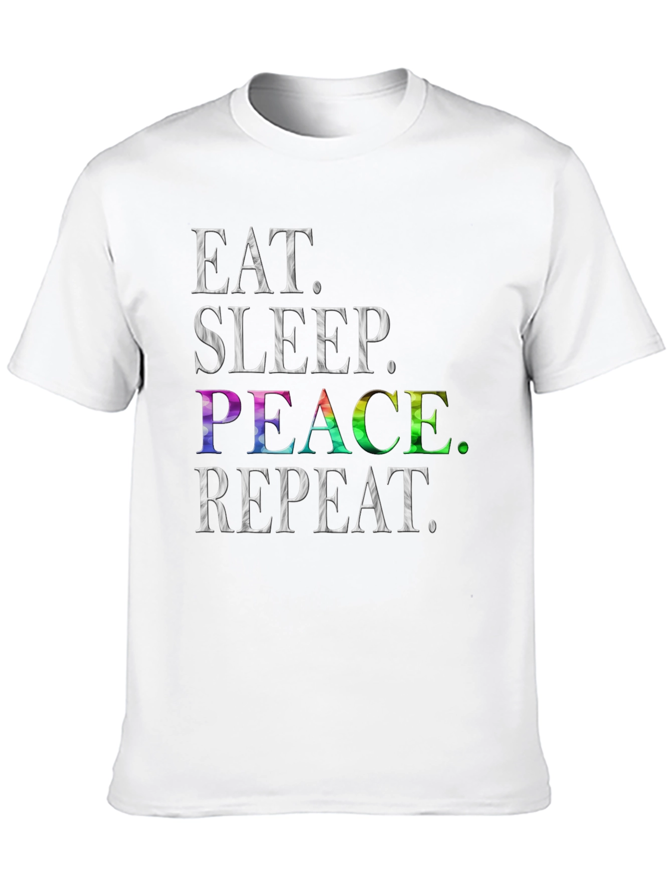 Eat Sleep Peace Repeat T-Shirt - Rainbow Graphic Tee