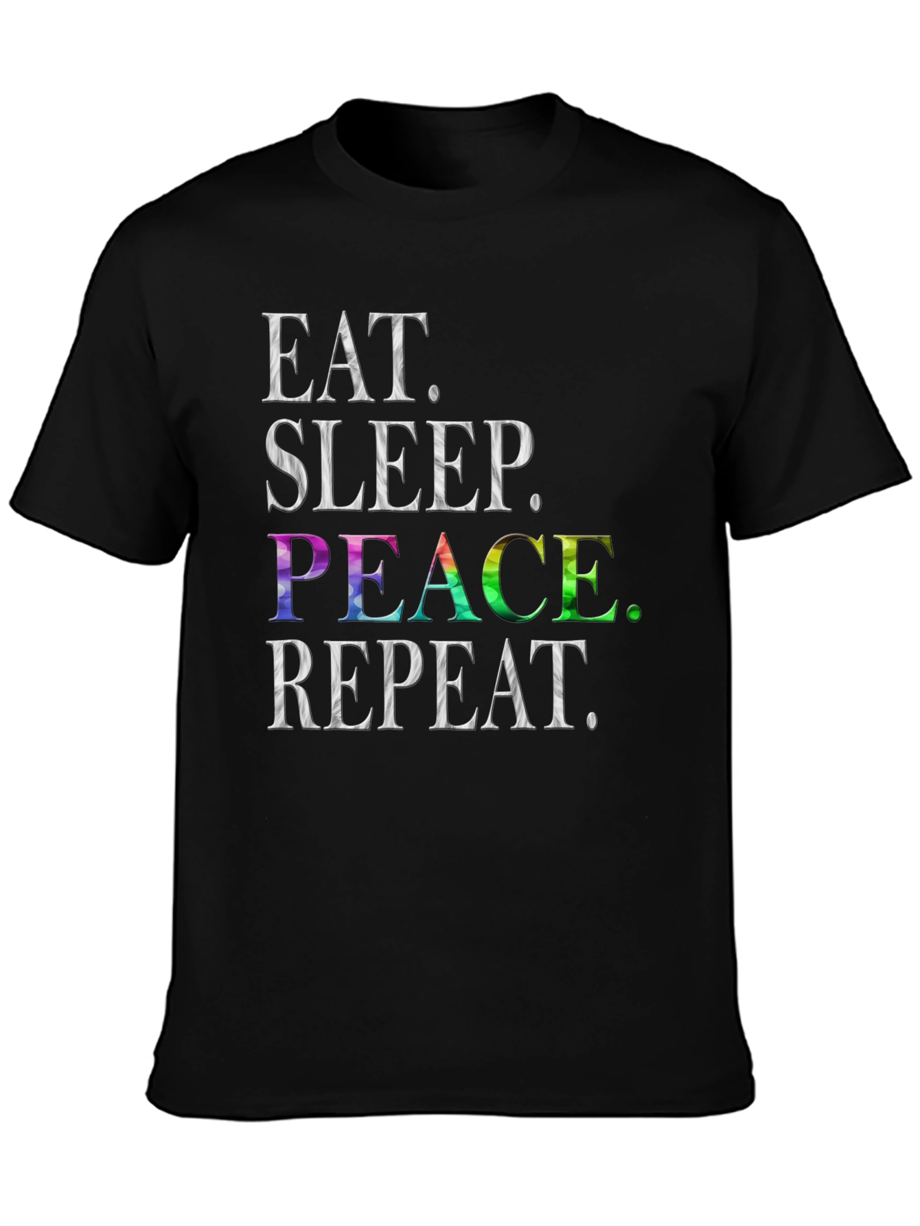 Eat Sleep Peace Repeat T-Shirt - Rainbow Graphic Tee