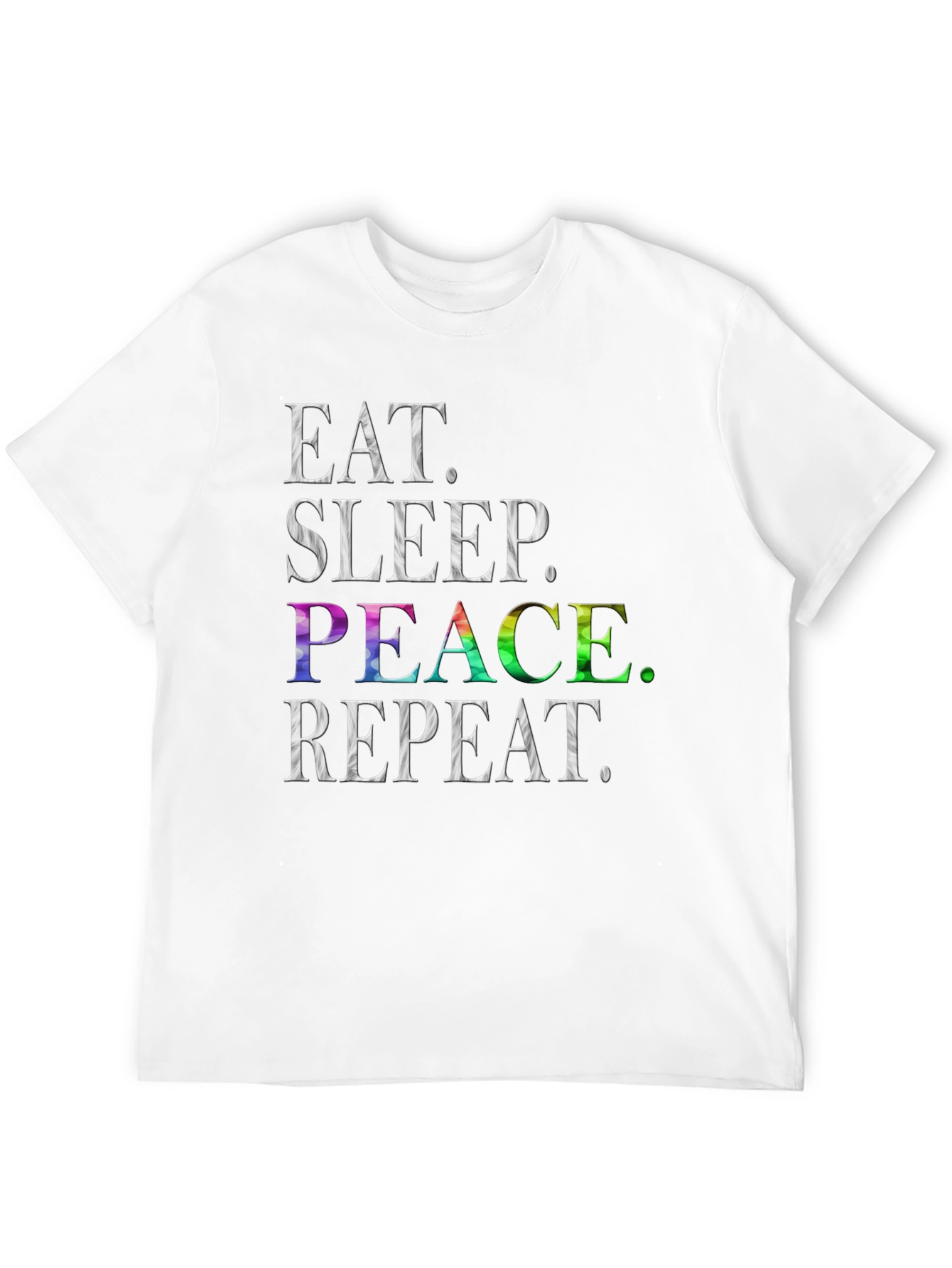 Eat Sleep Peace Repeat T-Shirt - Rainbow Graphic Tee