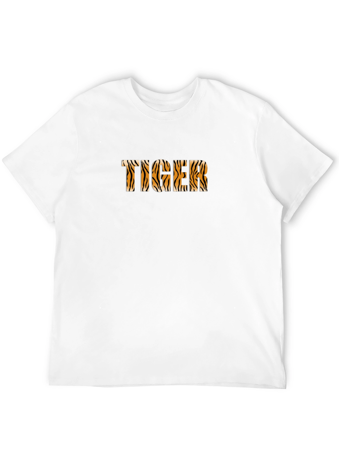 Tiger Print Graphic Tee - Unisex Black Cotton T-Shirt