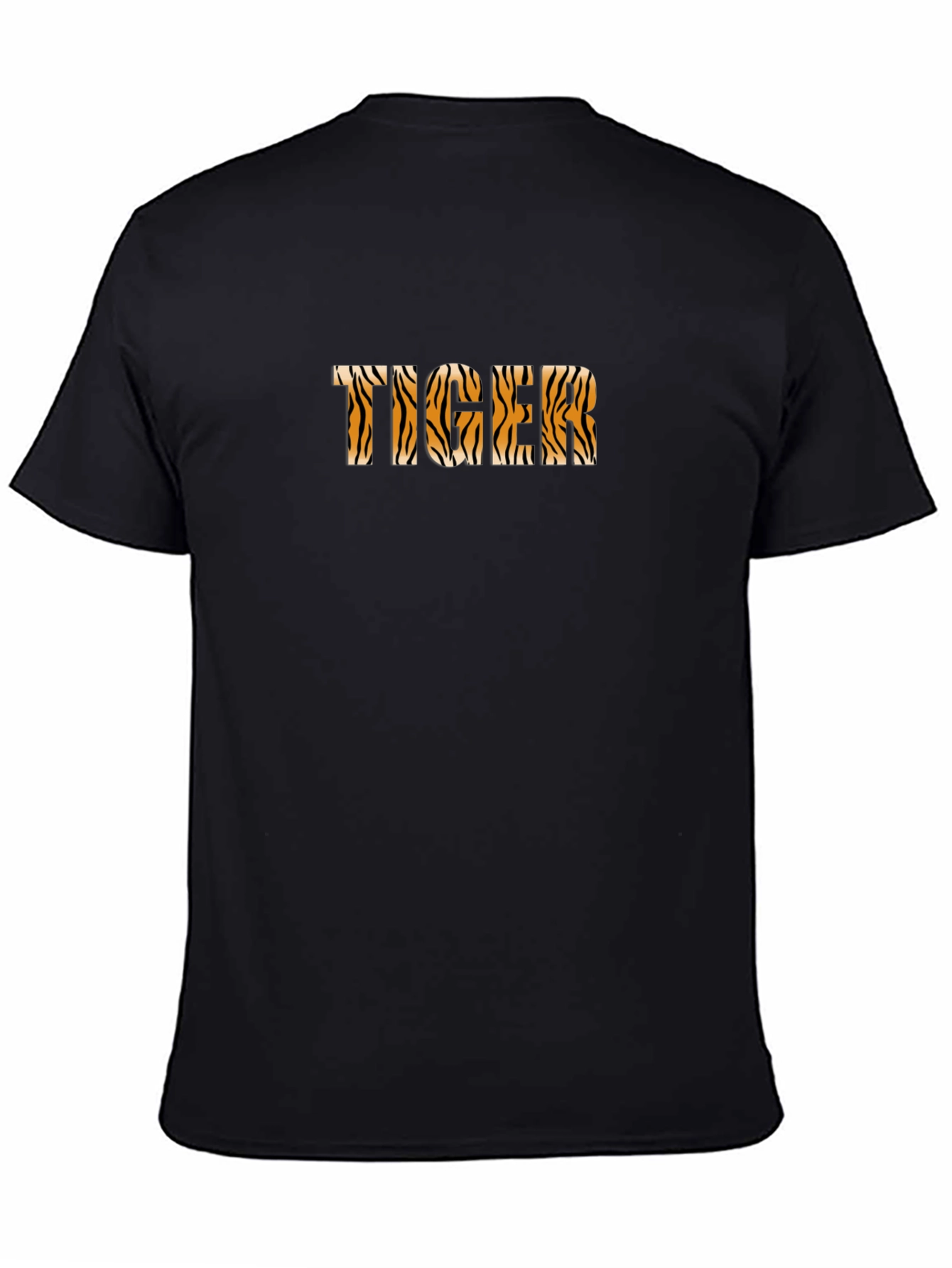 Tiger Print Graphic Tee - Unisex Black Cotton T-Shirt