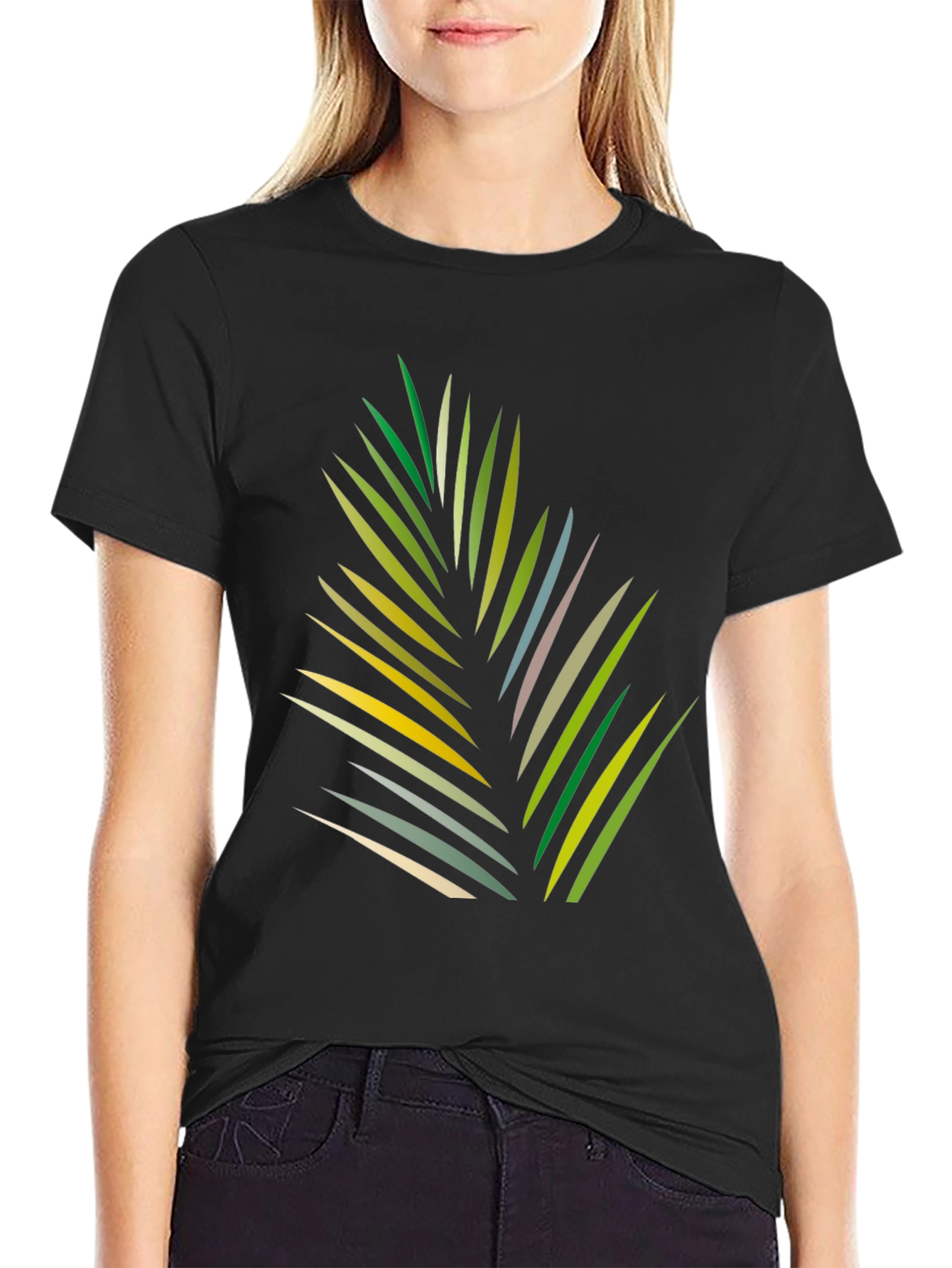 Tropical Leaf Graphic Black T-Shirt