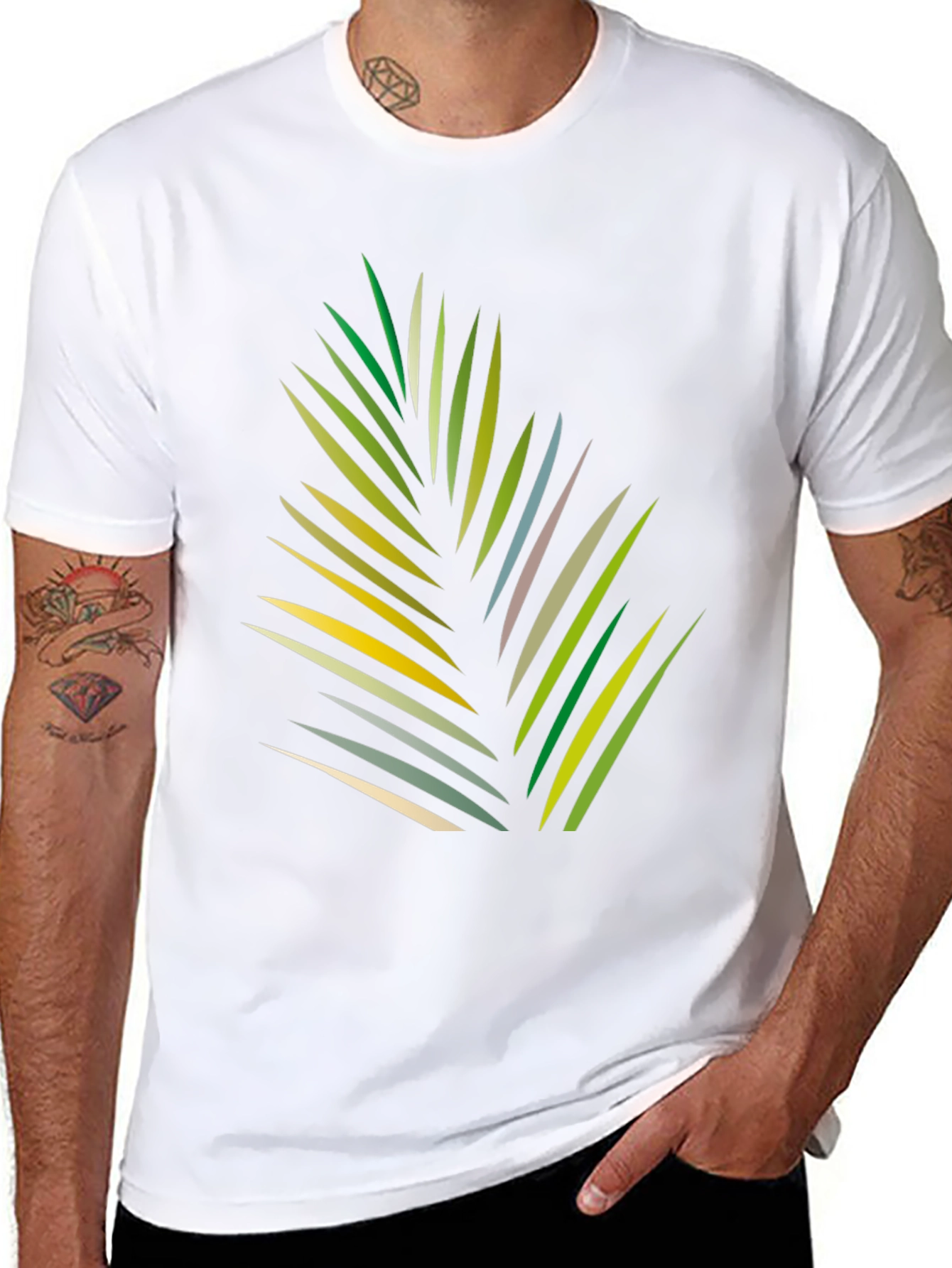 Tropical Leaf Graphic Black T-Shirt