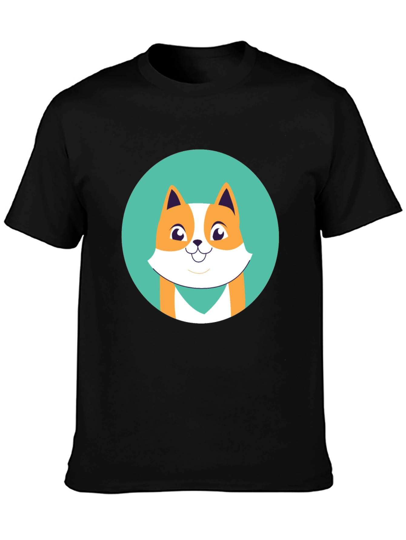 Cute Cartoon Fox Graphic Tee - Black Unisex T-Shirt