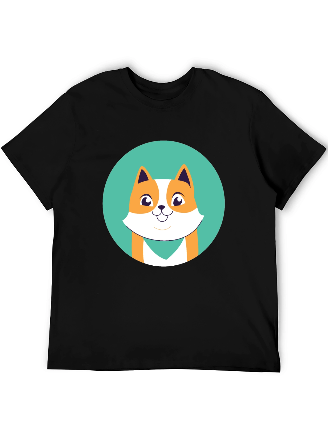 Cute Cartoon Fox Graphic Tee - Black Unisex T-Shirt