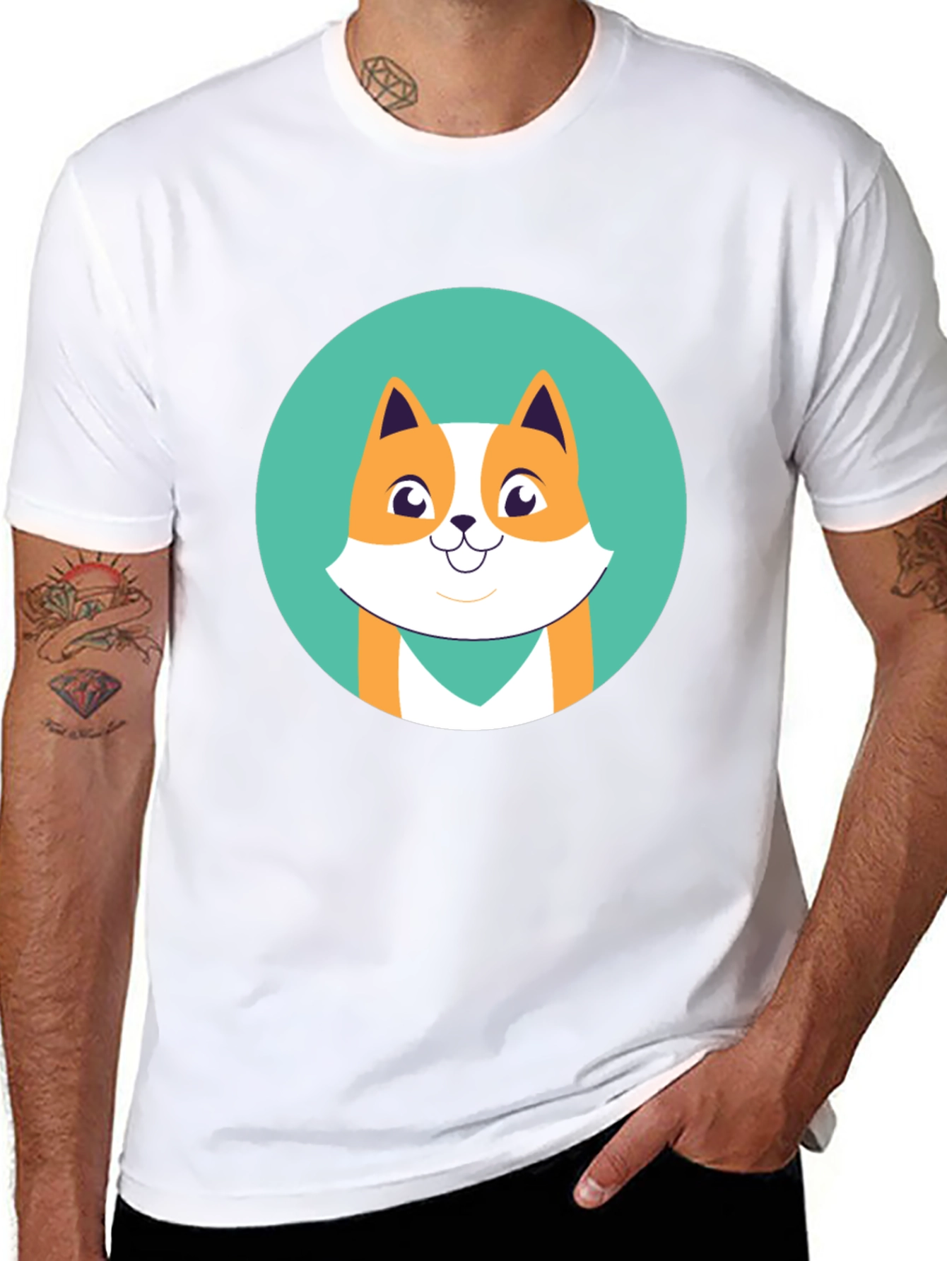 Cute Cartoon Fox Graphic Tee - Black Unisex T-Shirt