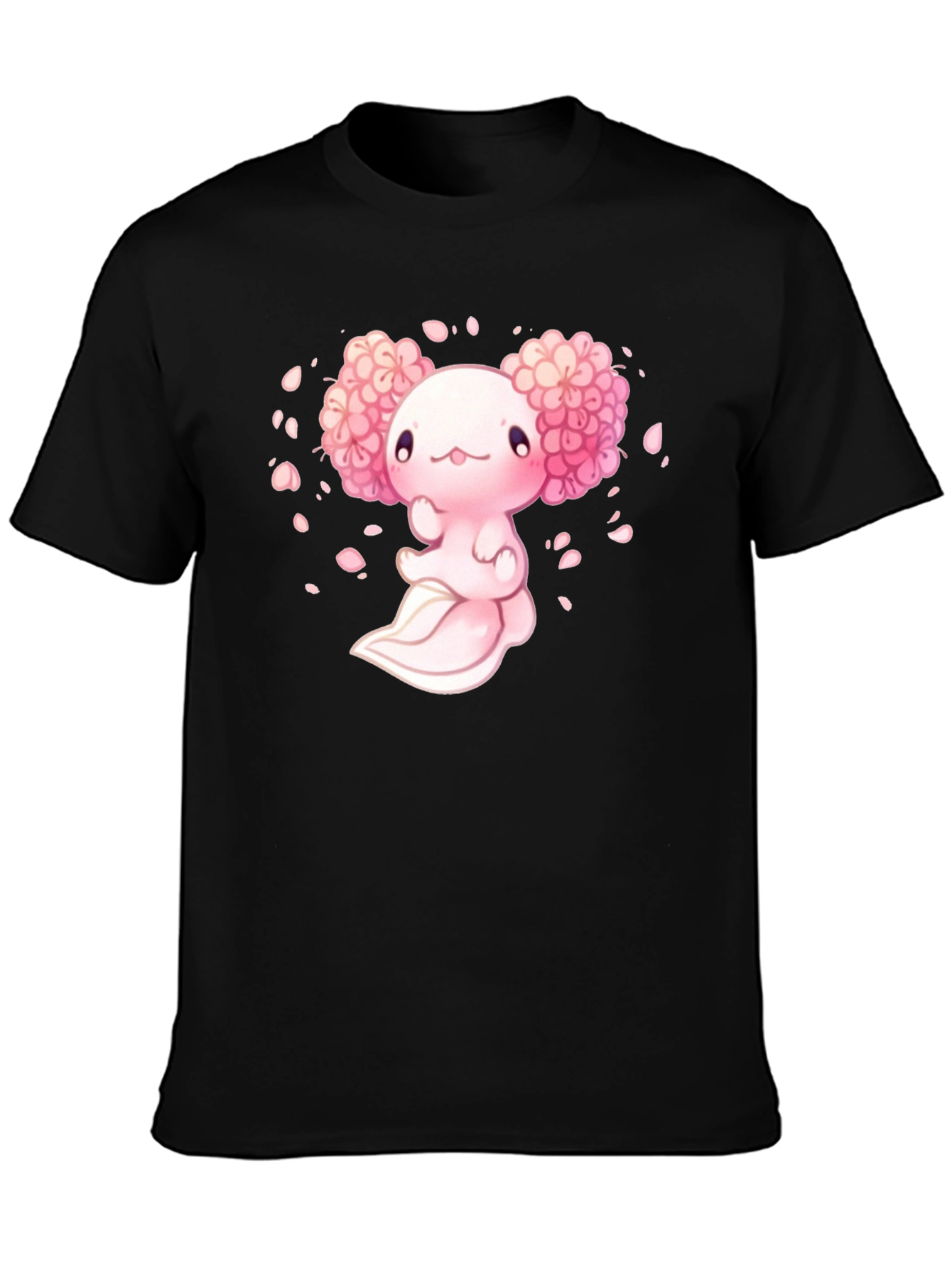 Axolotl Sakura Black T-Shirt