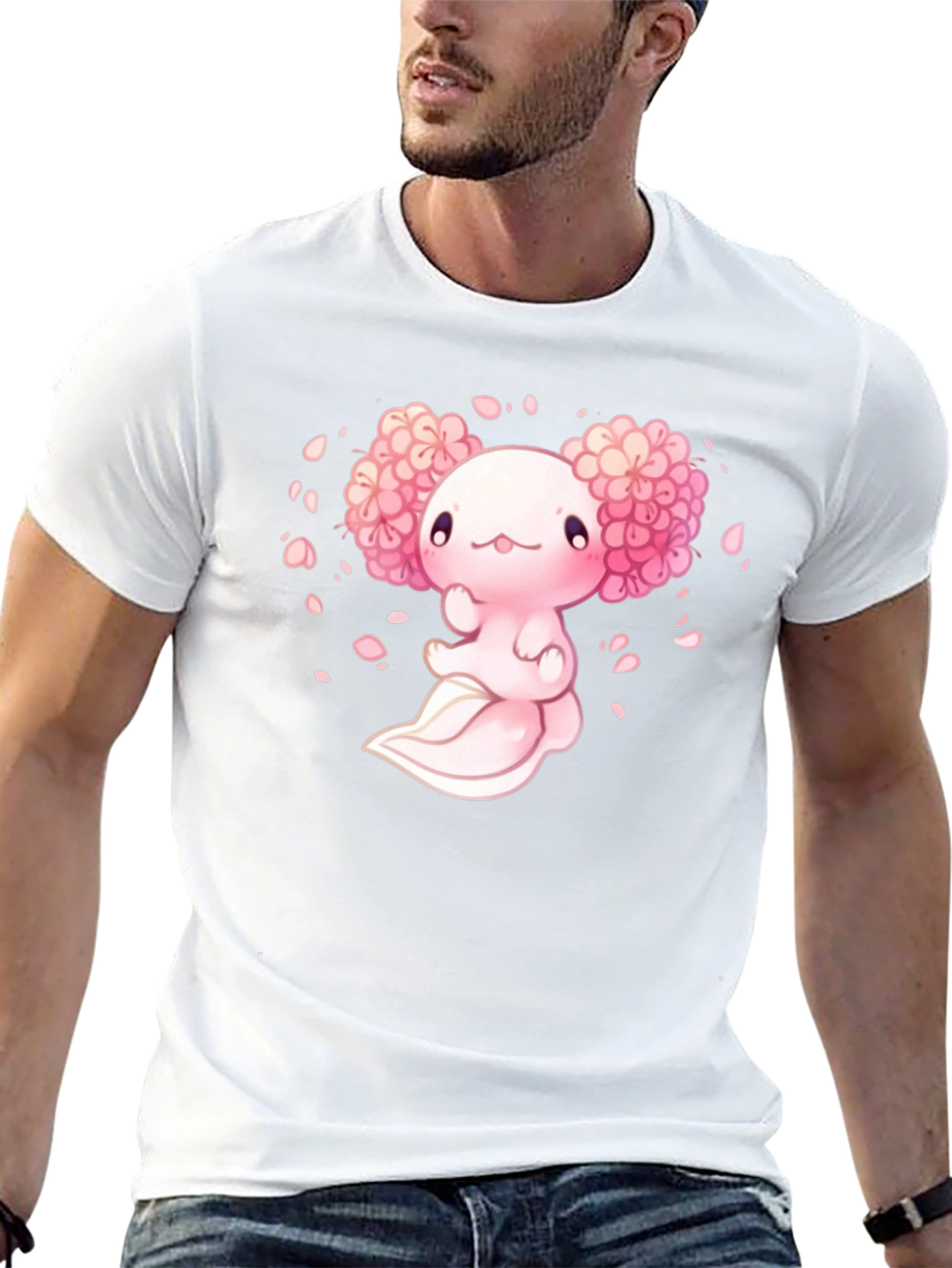 Axolotl Sakura Black T-Shirt