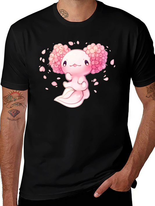 Axolotl Sakura Black T-Shirt