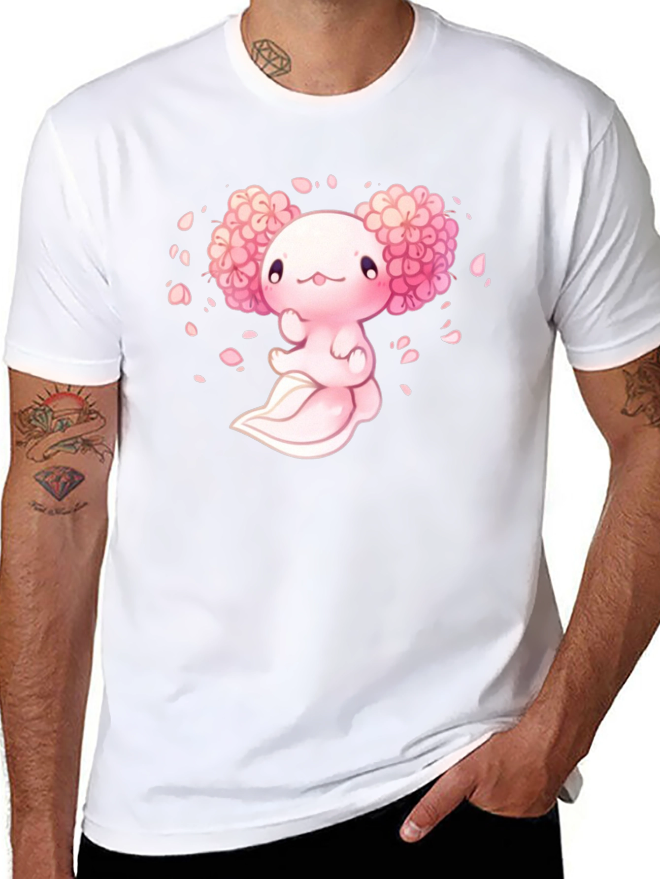 Axolotl Sakura Black T-Shirt