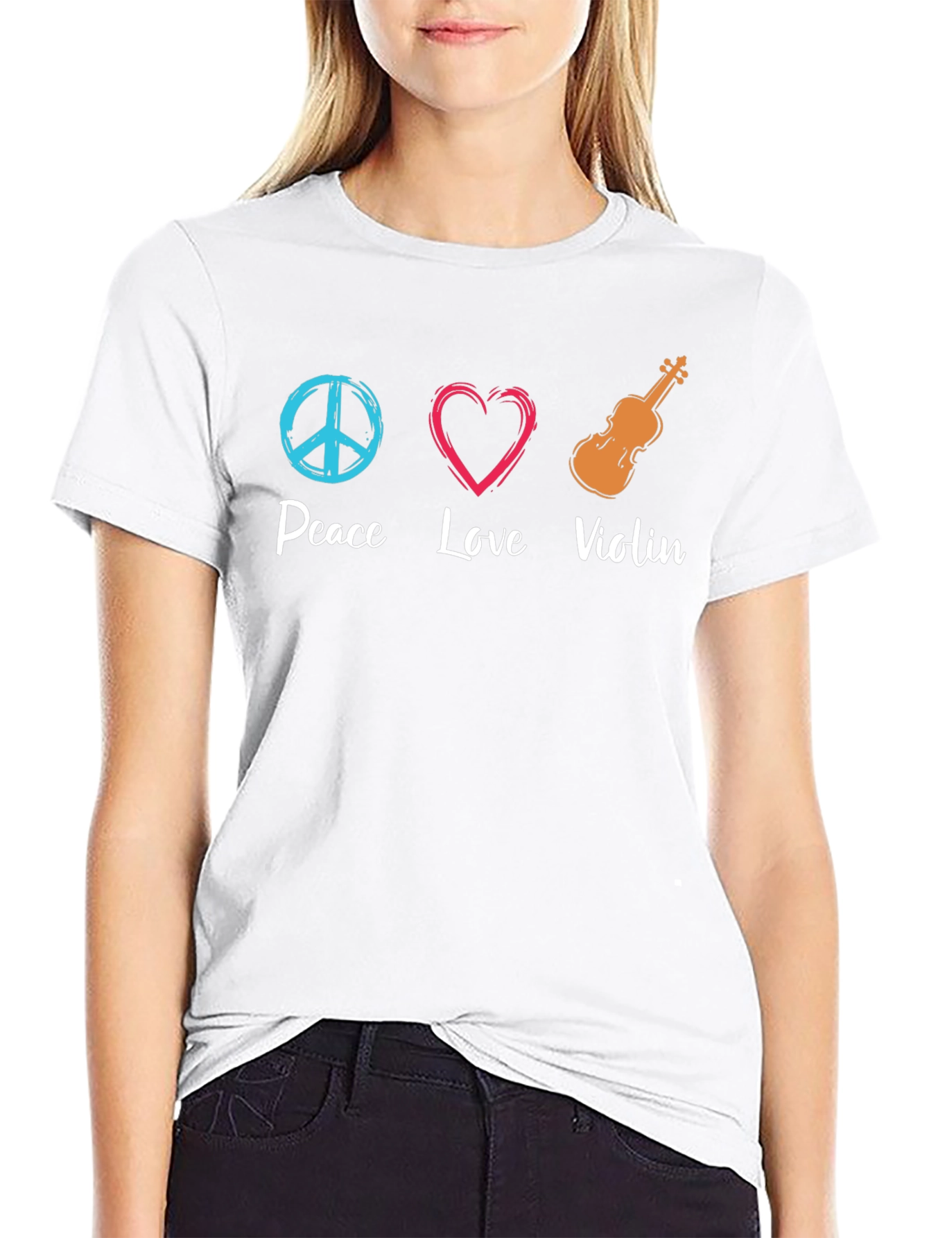 Peace Love Violin Graphic T-Shirt