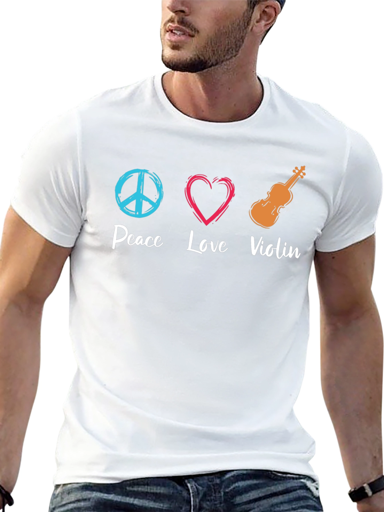 Peace Love Violin Graphic T-Shirt