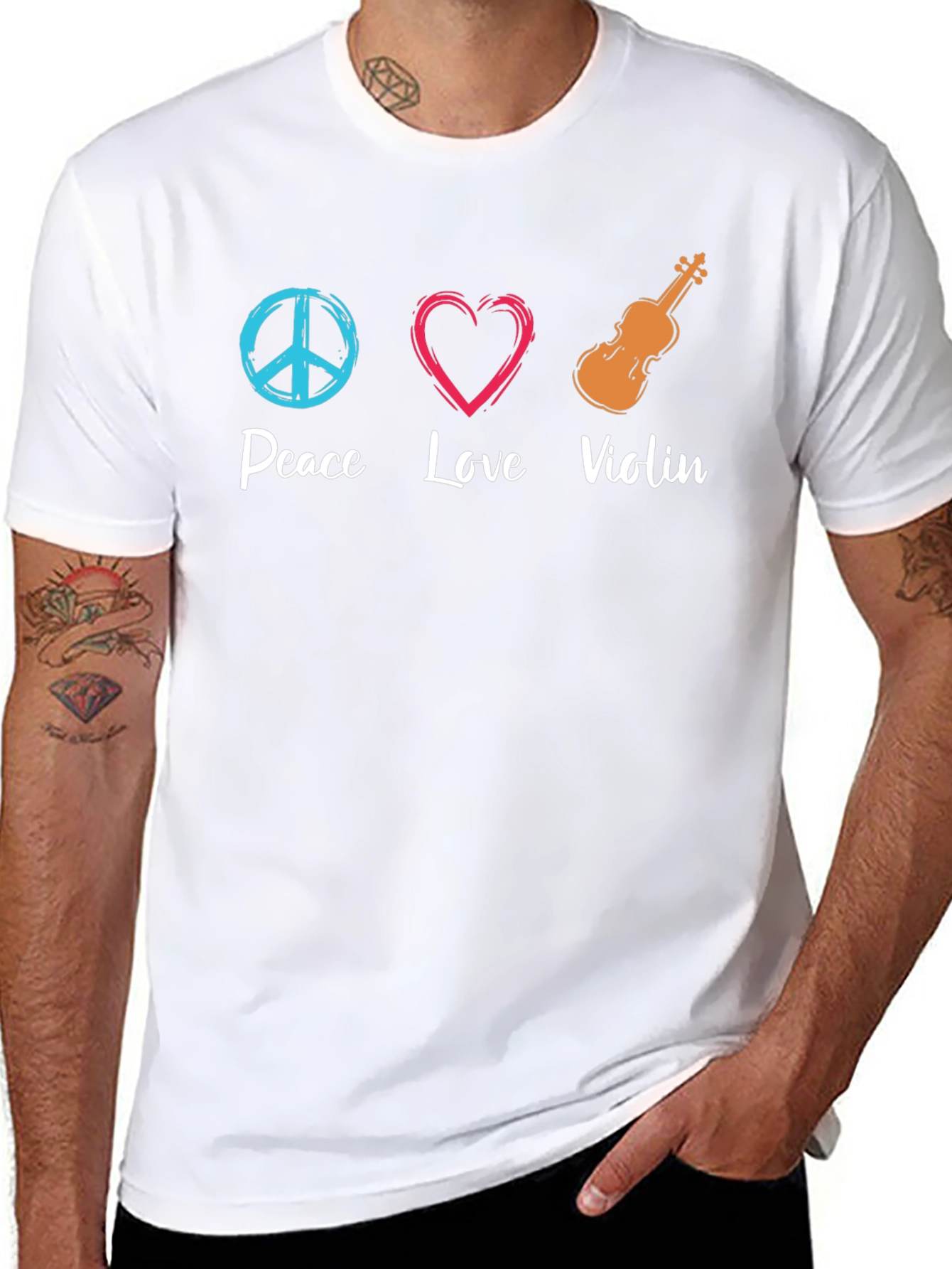 Peace Love Violin Graphic T-Shirt