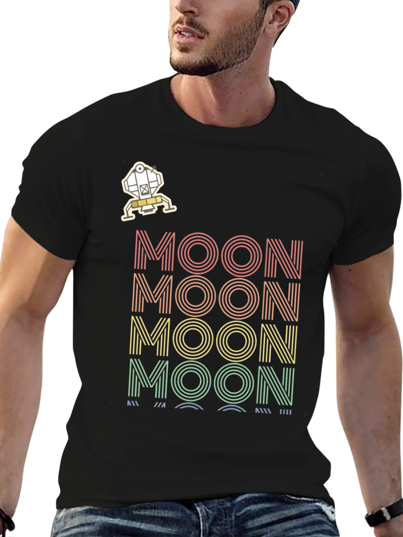 Retro MOON Graphic Tee - Space Enthusiast T-Shirt