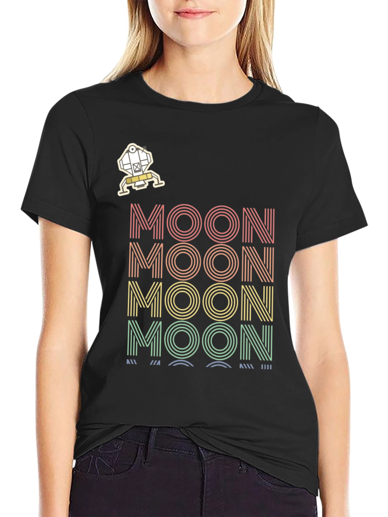 Retro MOON Graphic Tee - Space Enthusiast T-Shirt