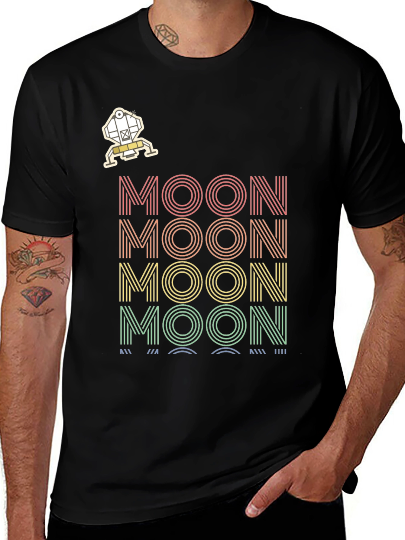 Retro MOON Graphic Tee - Space Enthusiast T-Shirt