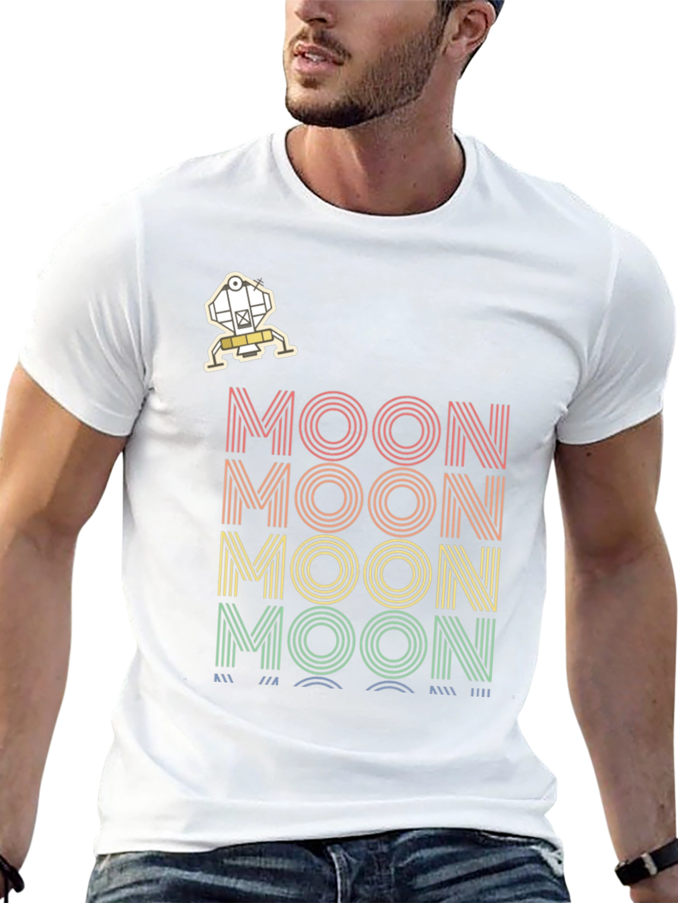 Retro MOON Graphic Tee - Space Enthusiast T-Shirt