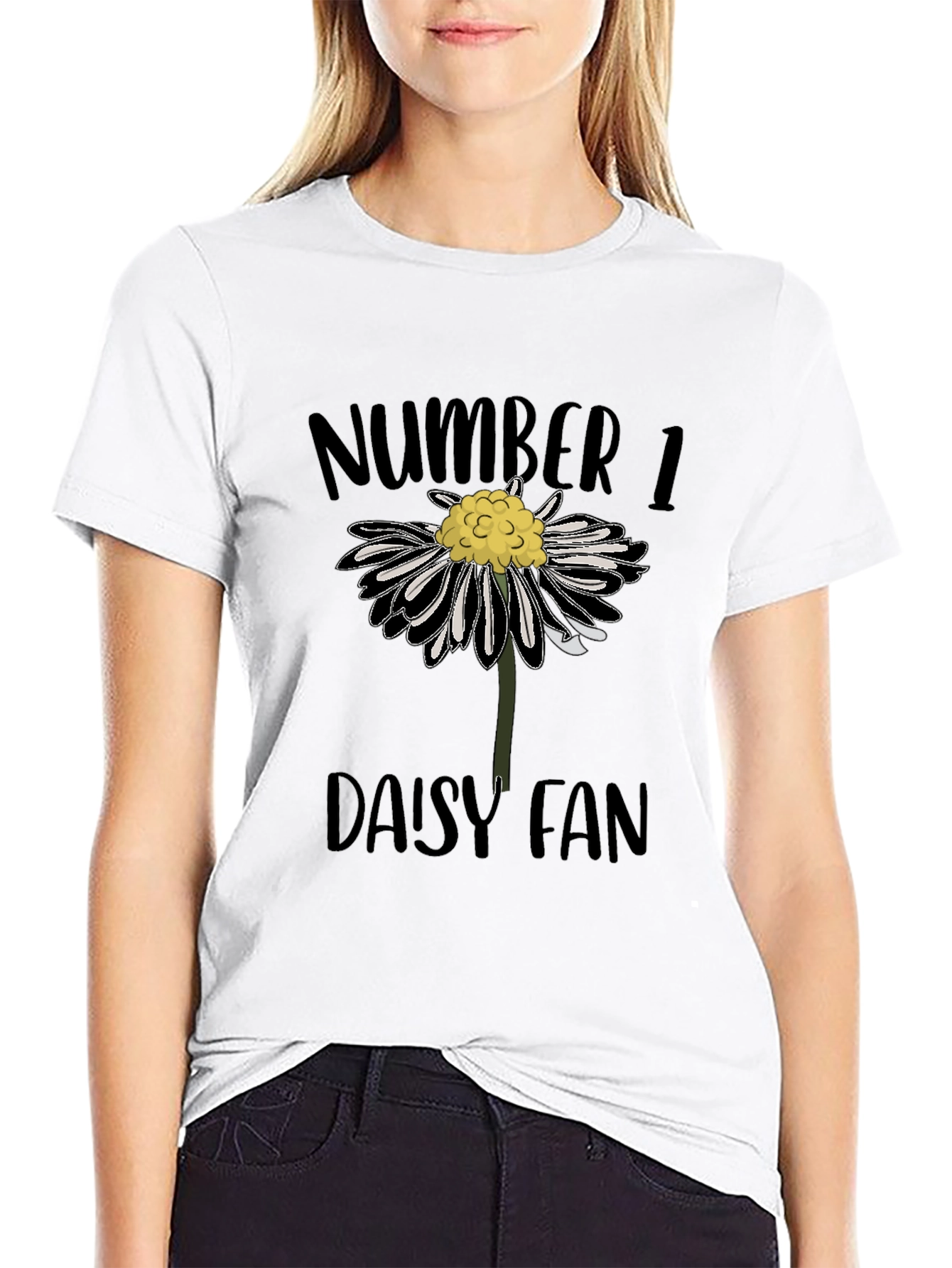 Number 1 Daisy Fan Graphic Tee - Black