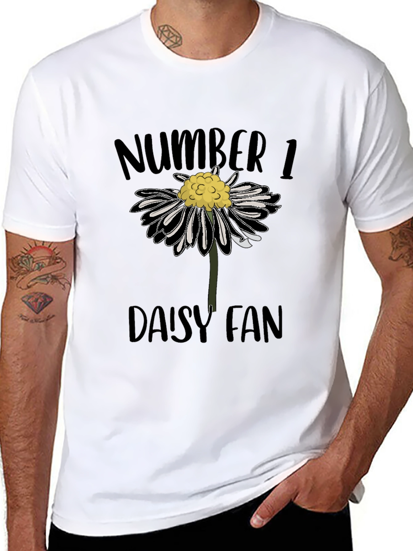 Number 1 Daisy Fan Graphic Tee - Black