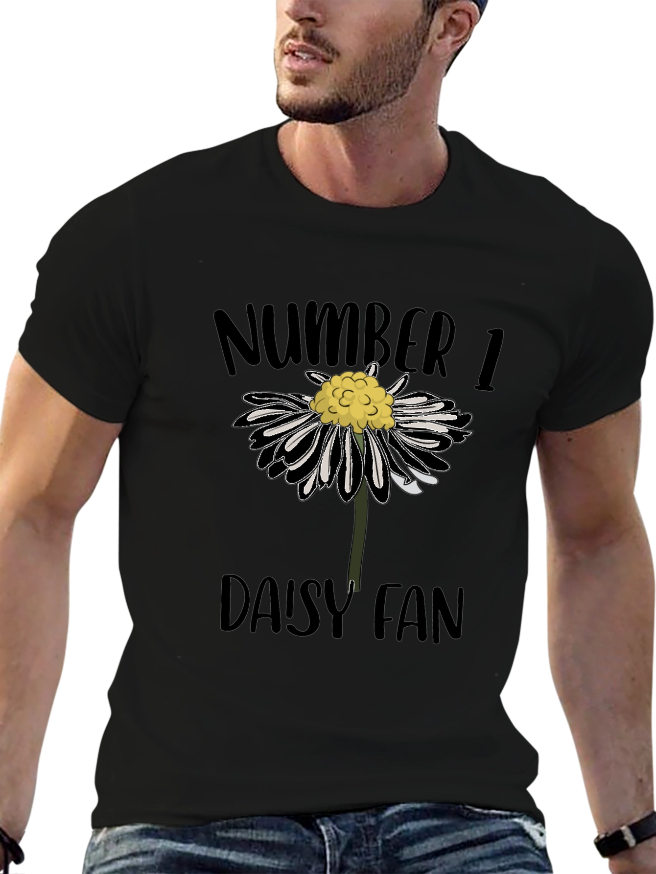 Number 1 Daisy Fan Graphic Tee - Black