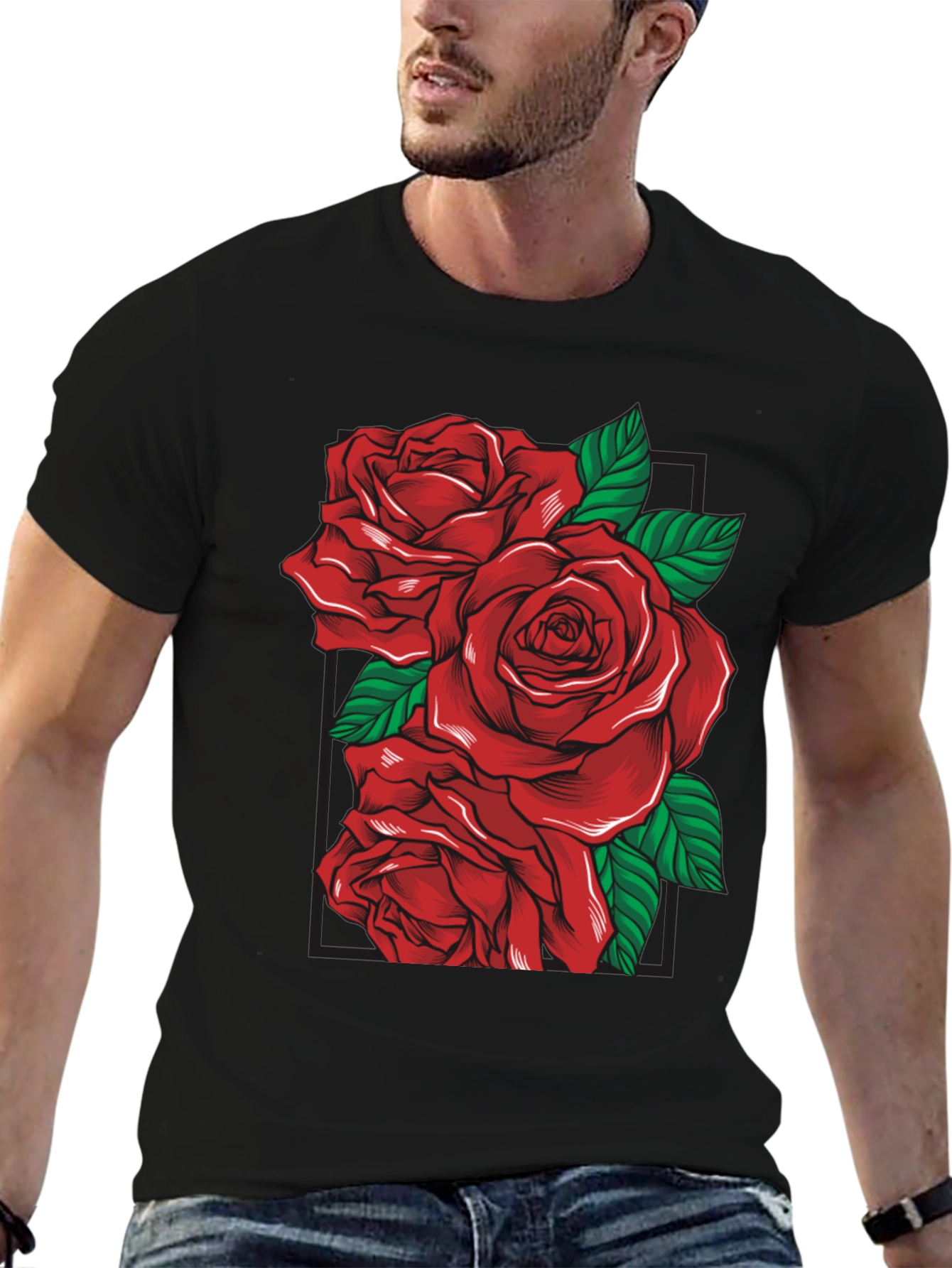 Rose Graphic Black T-Shirt
