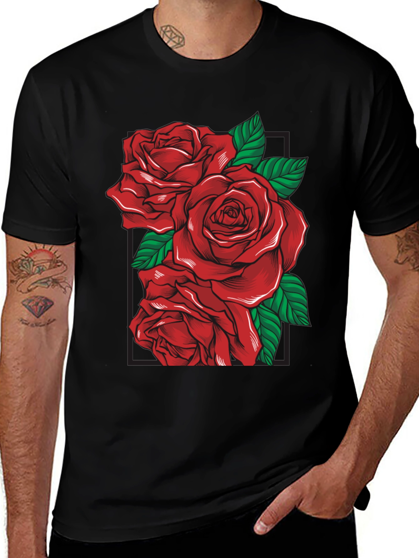 Rose Graphic Black T-Shirt